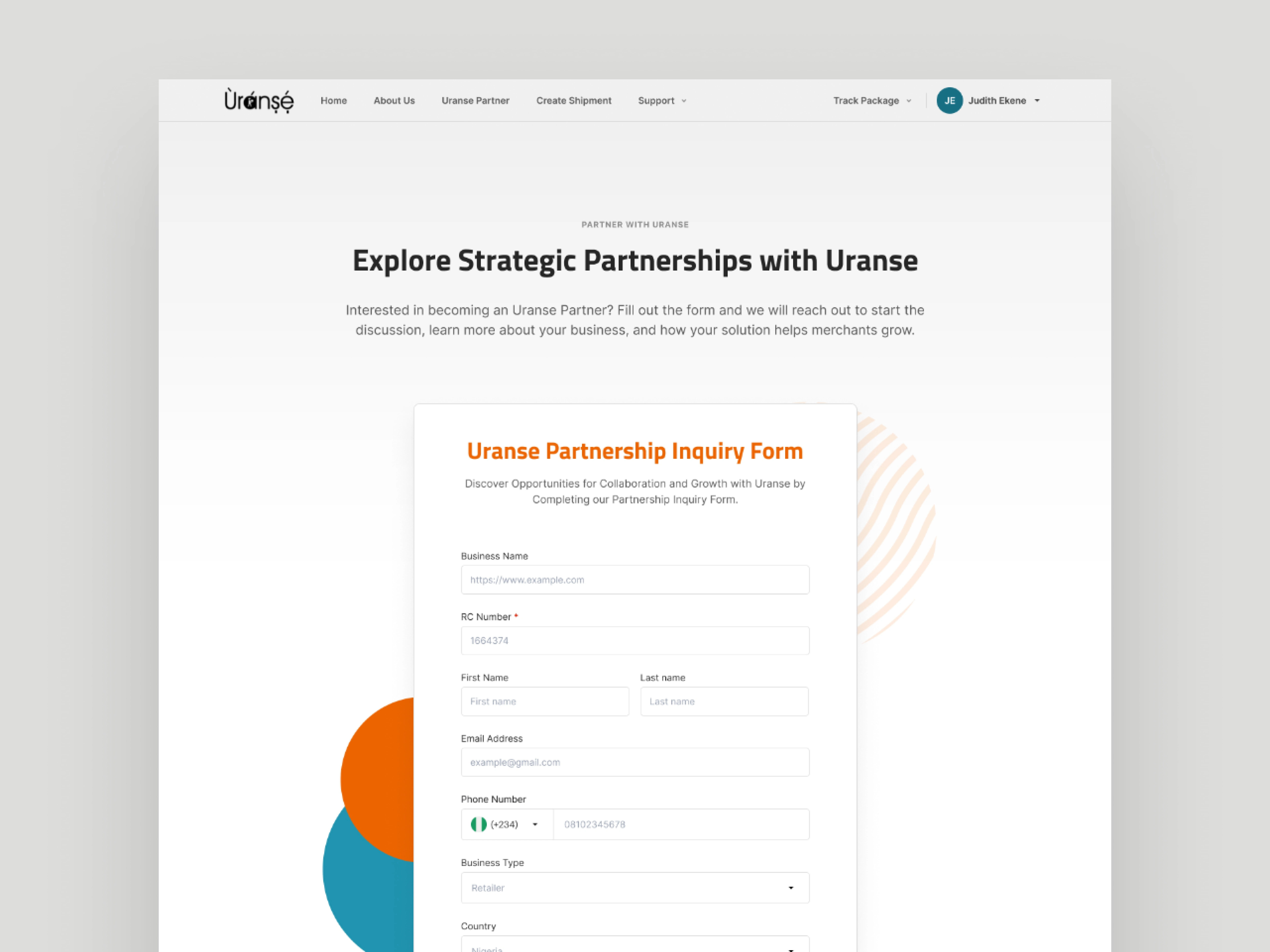 Uranse Partner Form