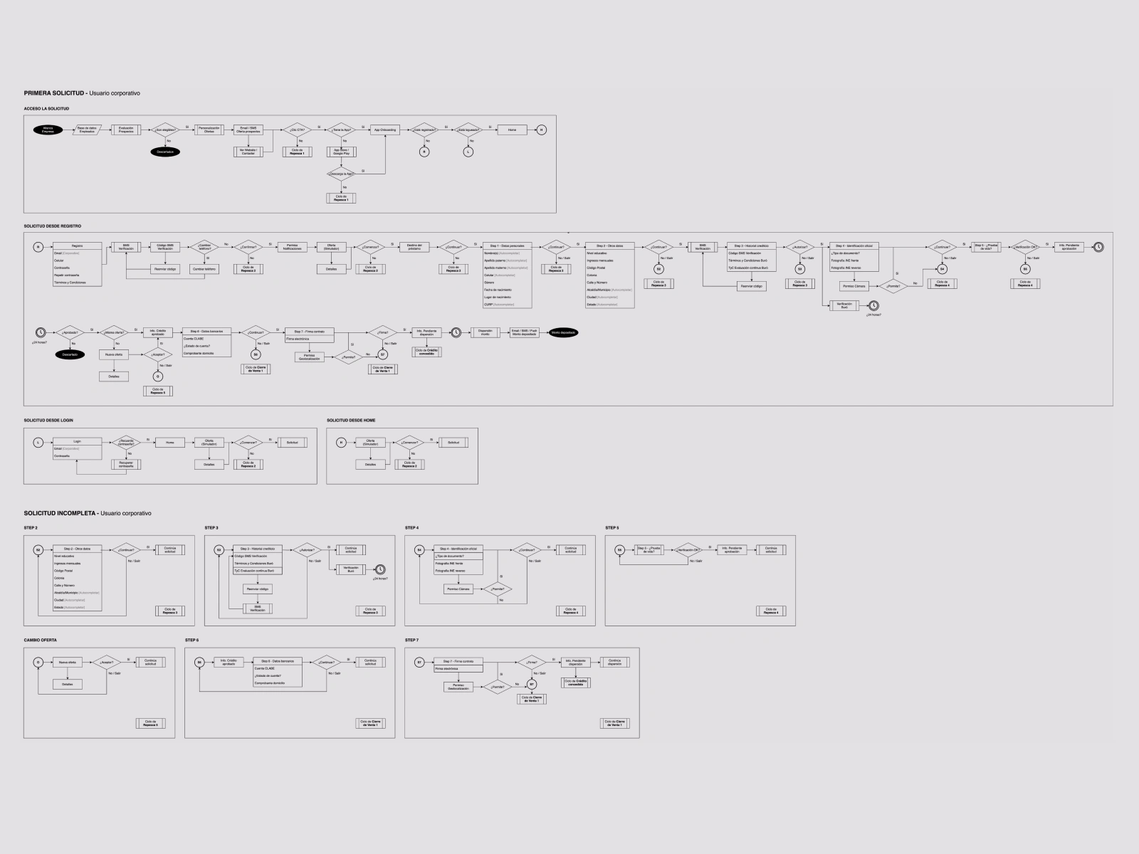 Operational process flow and user navigation