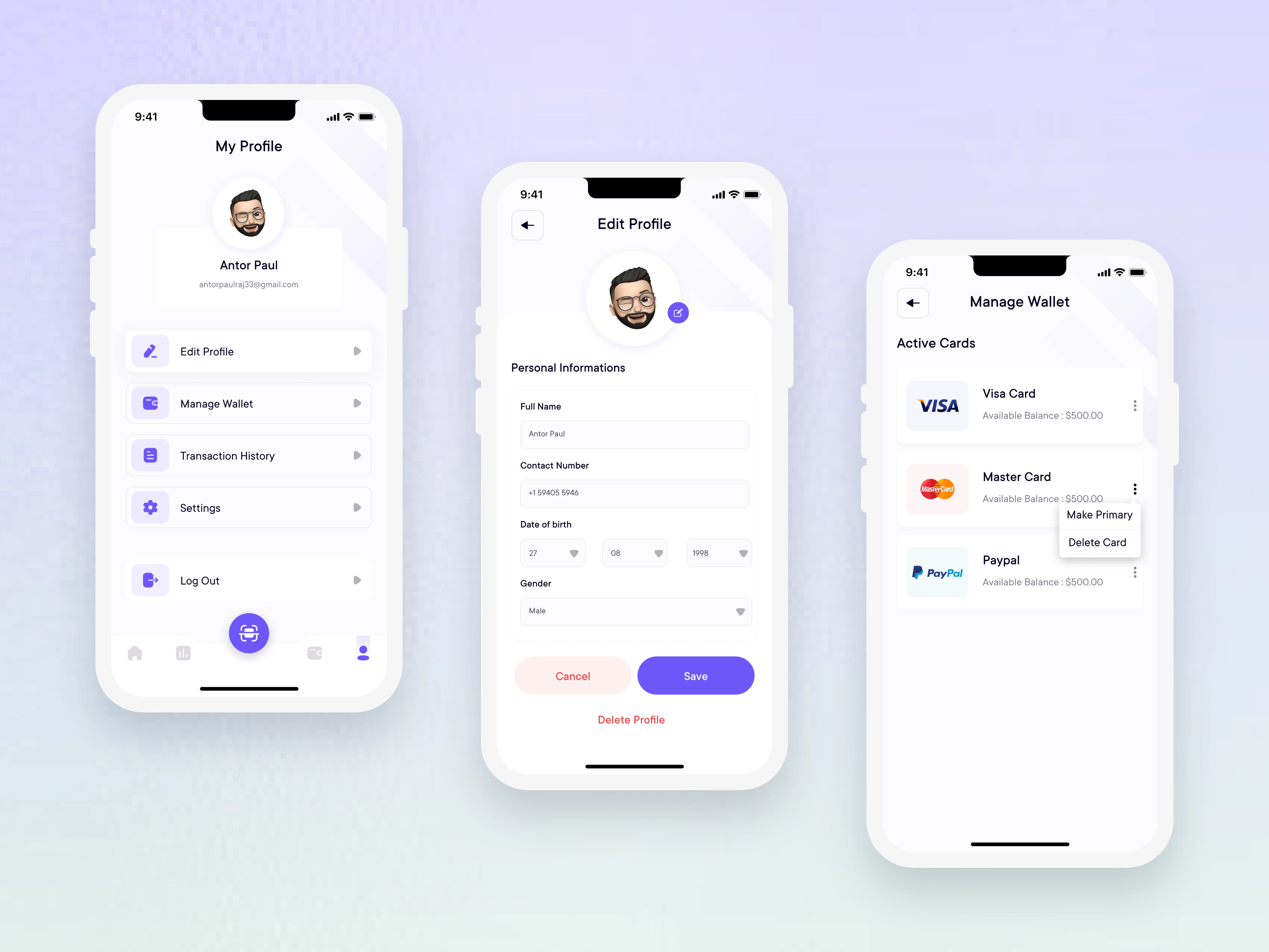 Your info and cards, fully managed