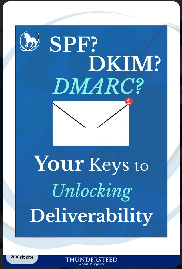 Pin for a blog post about SPF, DKIM, DMARC and how they effect email deliverability.