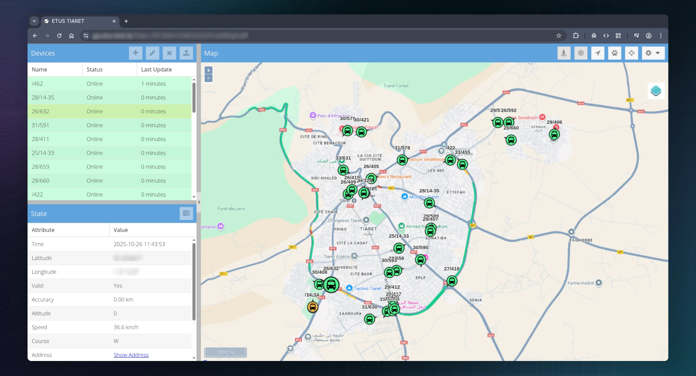 The web platform provided by our local public transportation service.