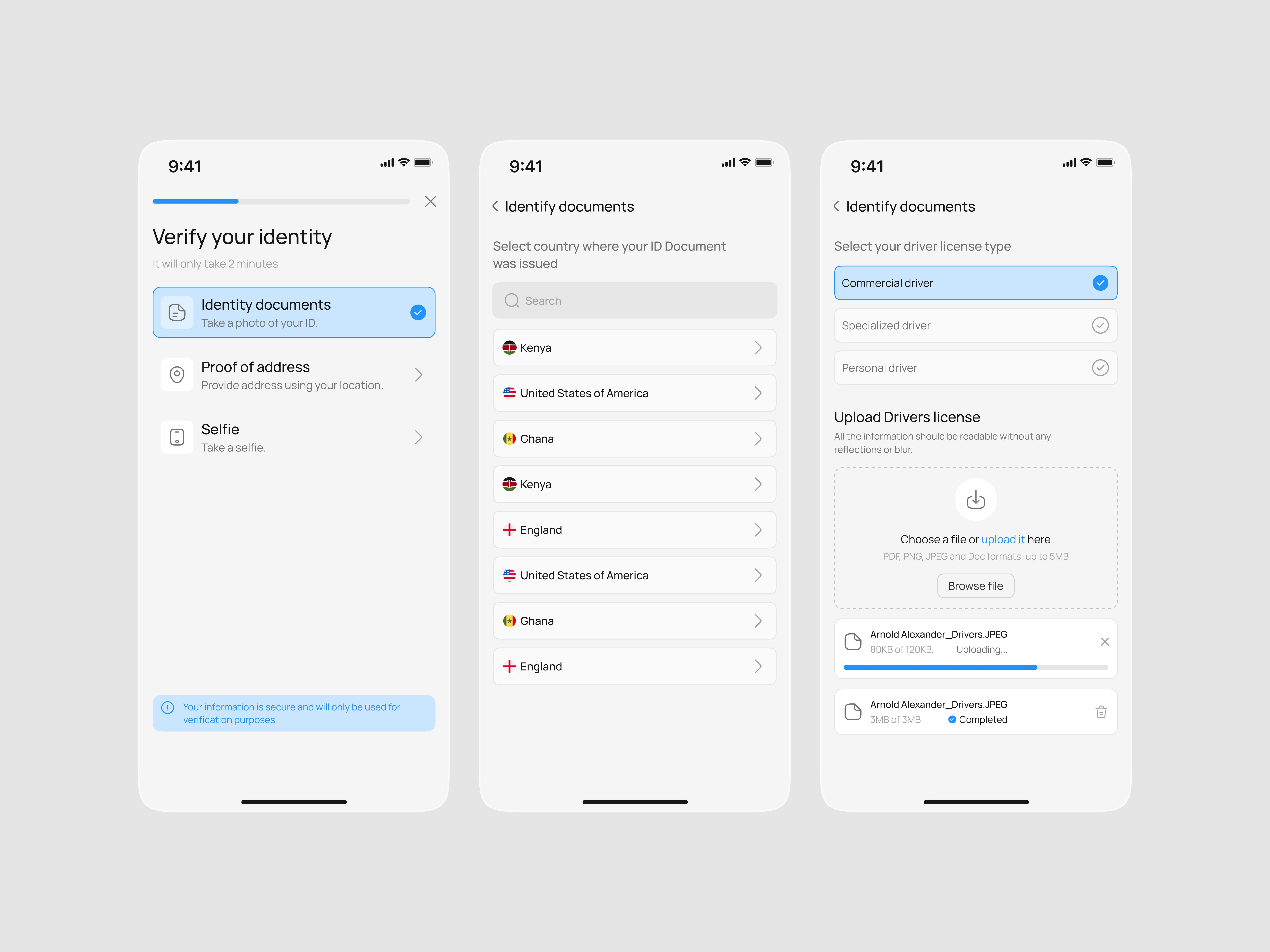 Verify your identity UI