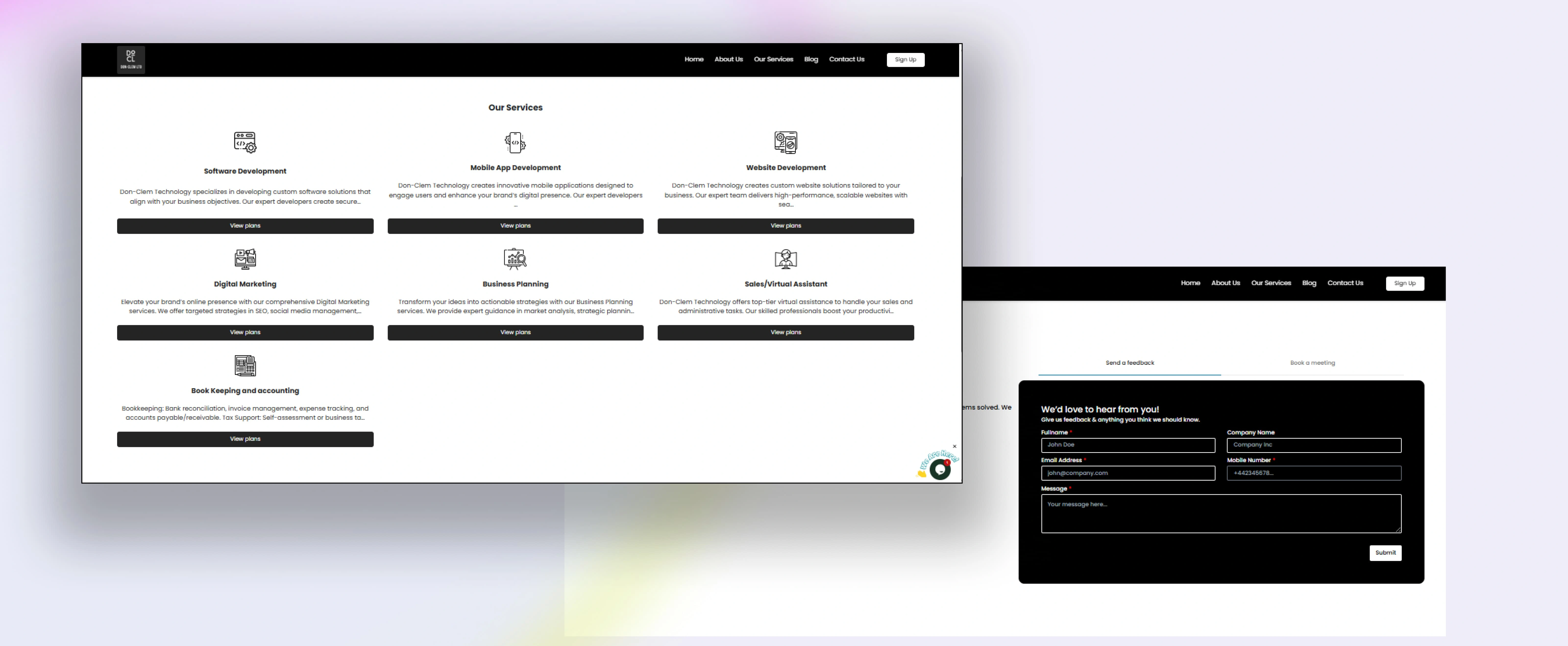 Overview of Previous Services page