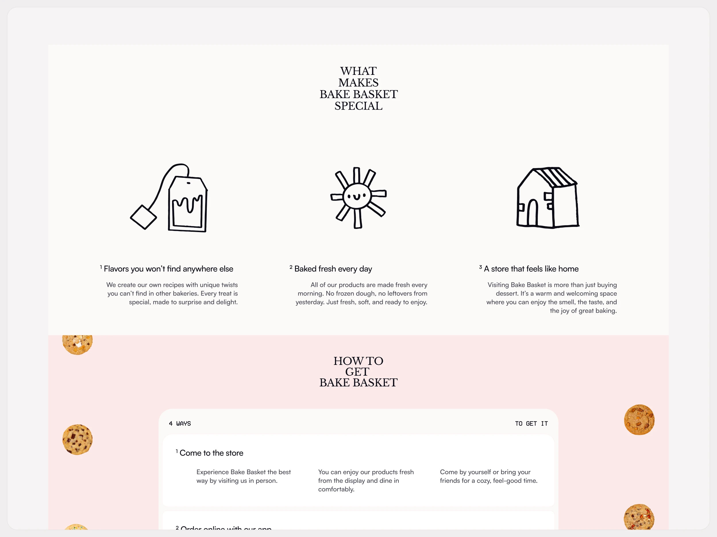 USP Section of Bake Basket’s Landing Page