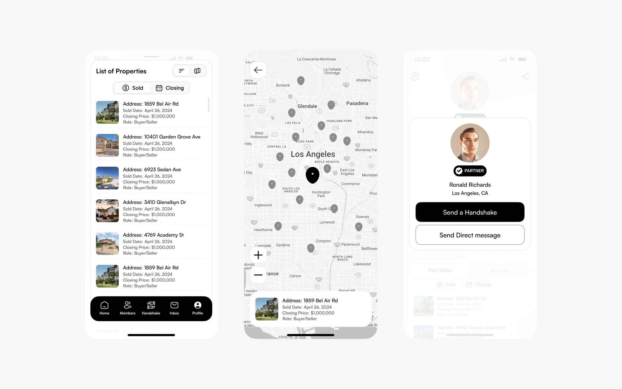 Dynamic map selection and preview of existing properties