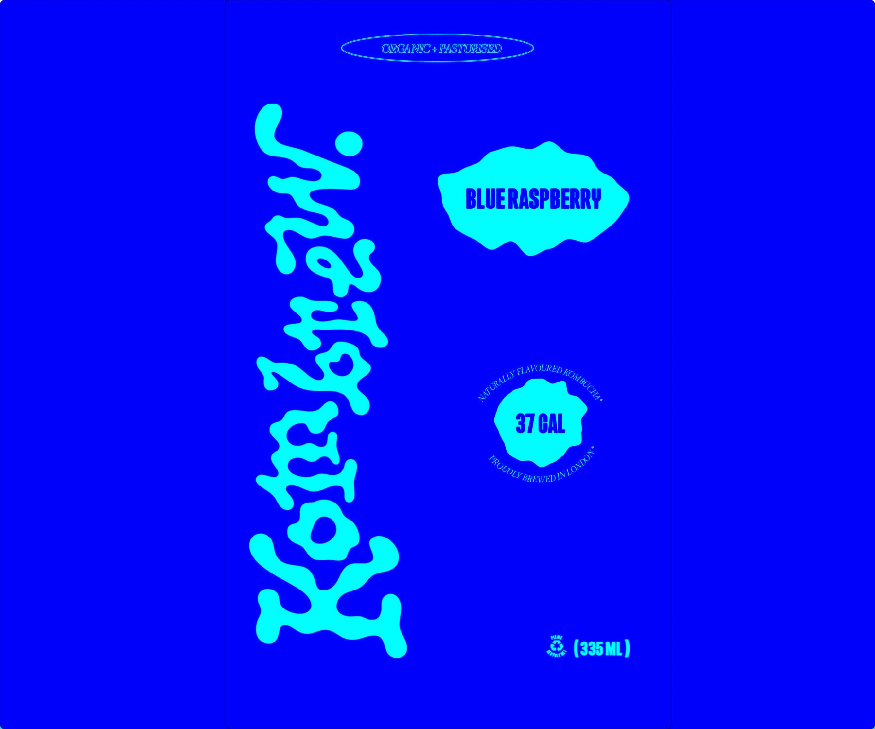 The flat view of the soda can in the flavour "Blue Raspberry"