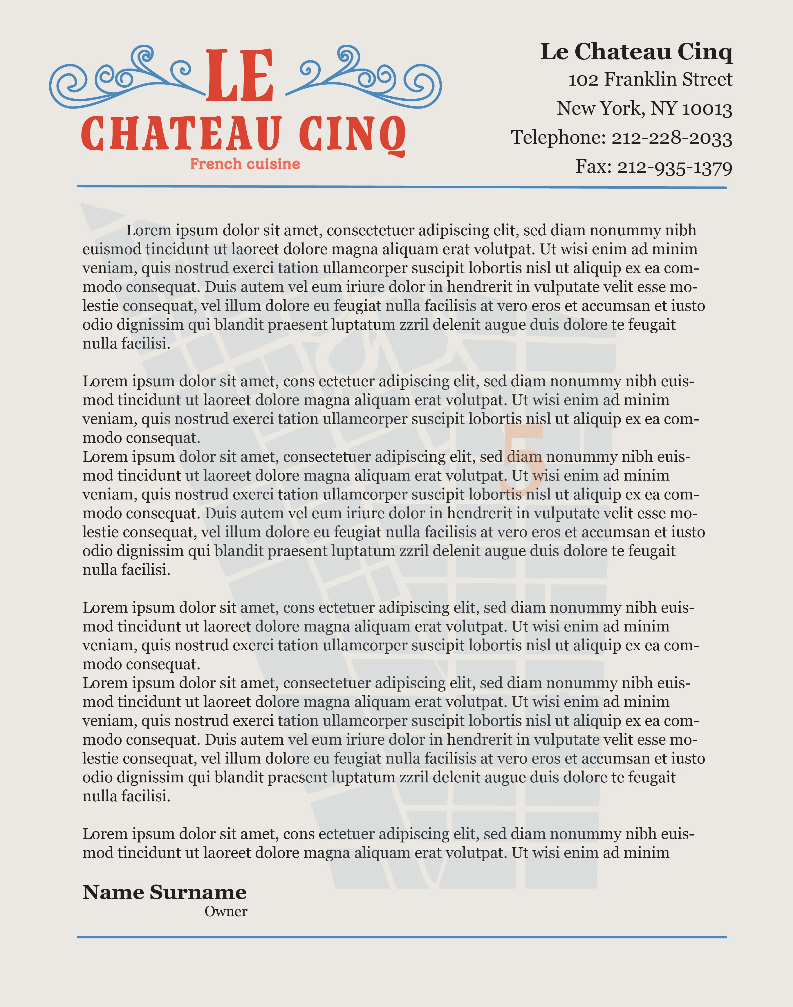 Le Chateau Cinw Letter Head