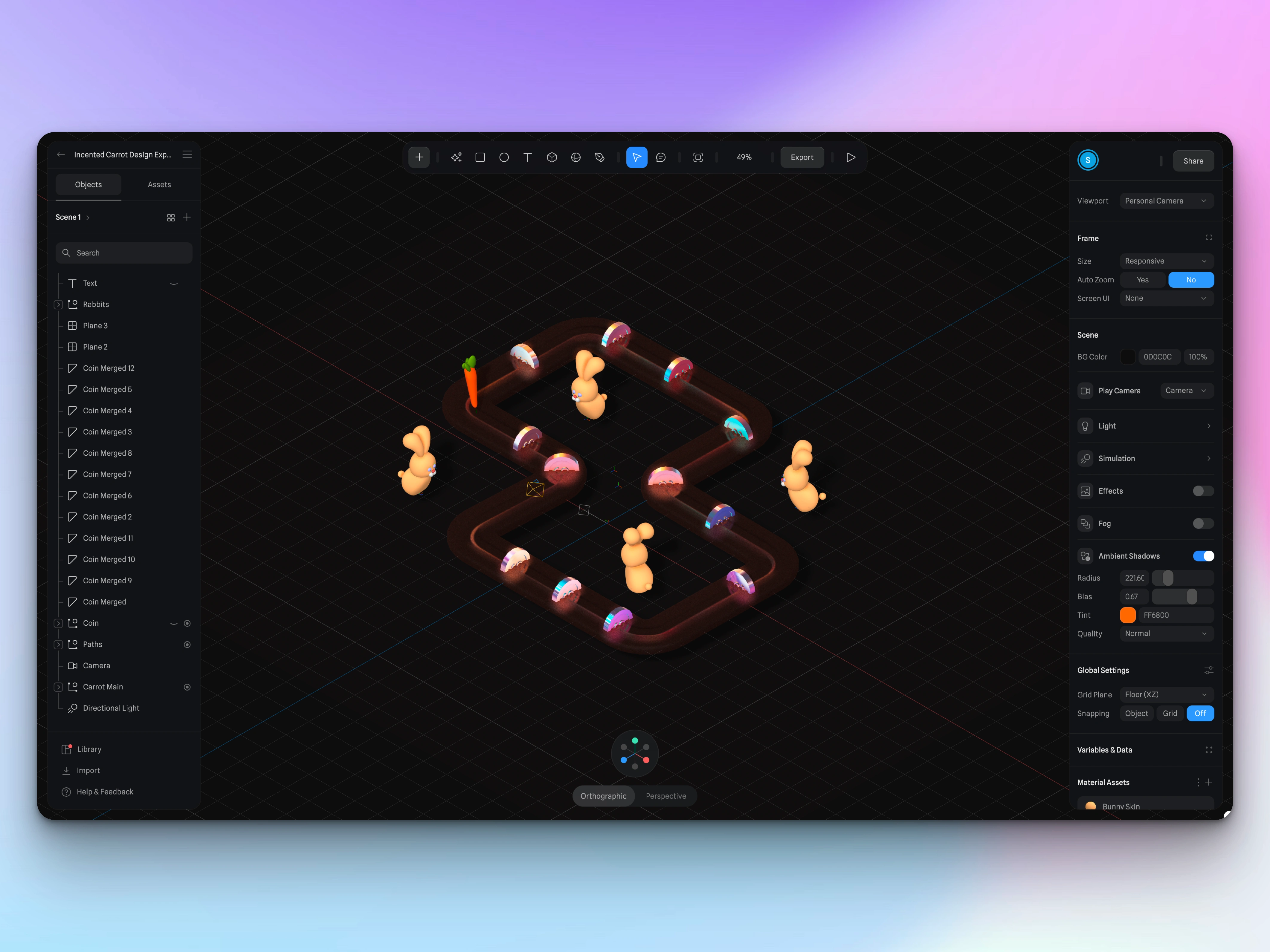 3D modelling anInteractive animation in Spline
