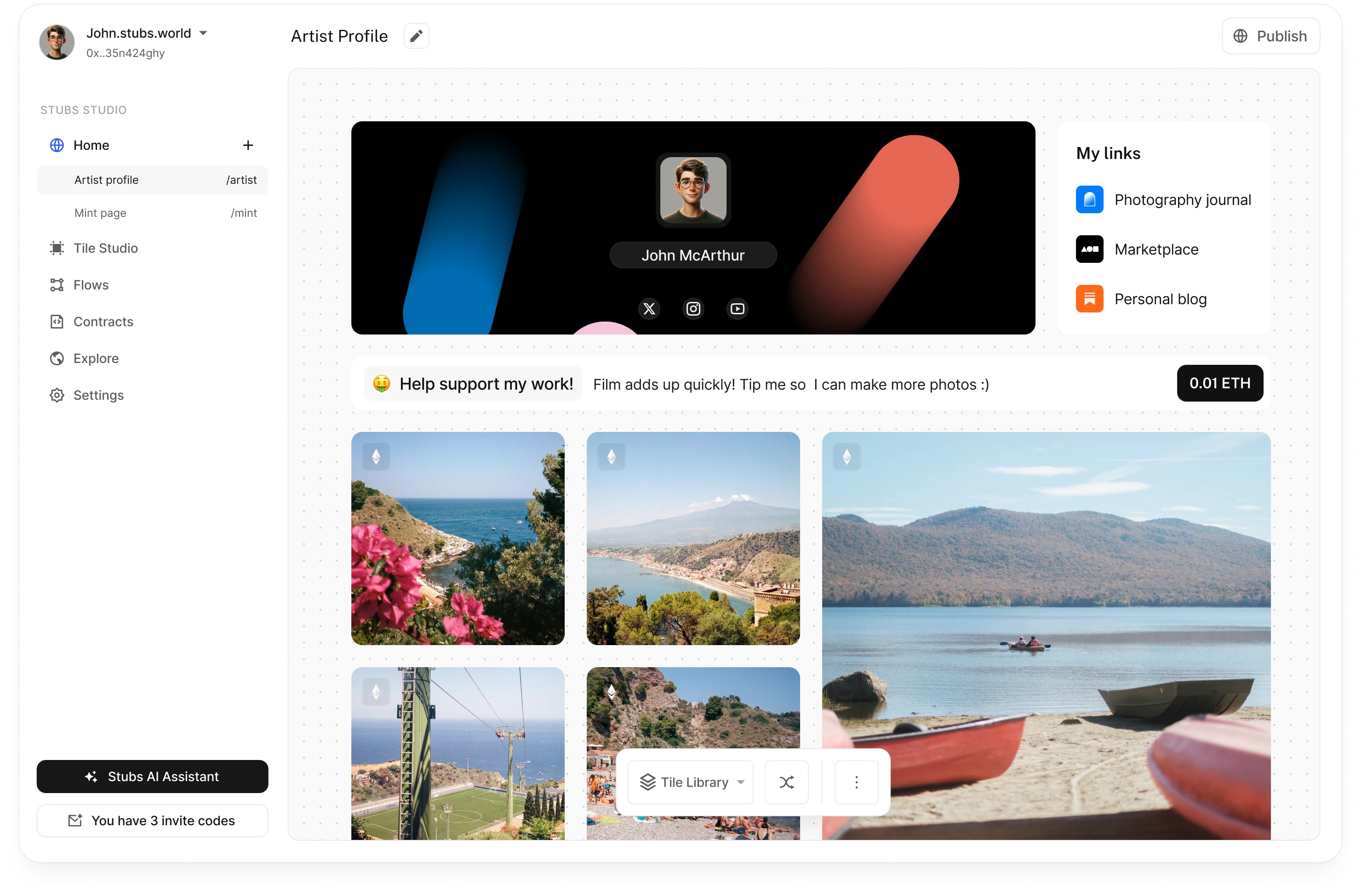 Completed artist profile template
