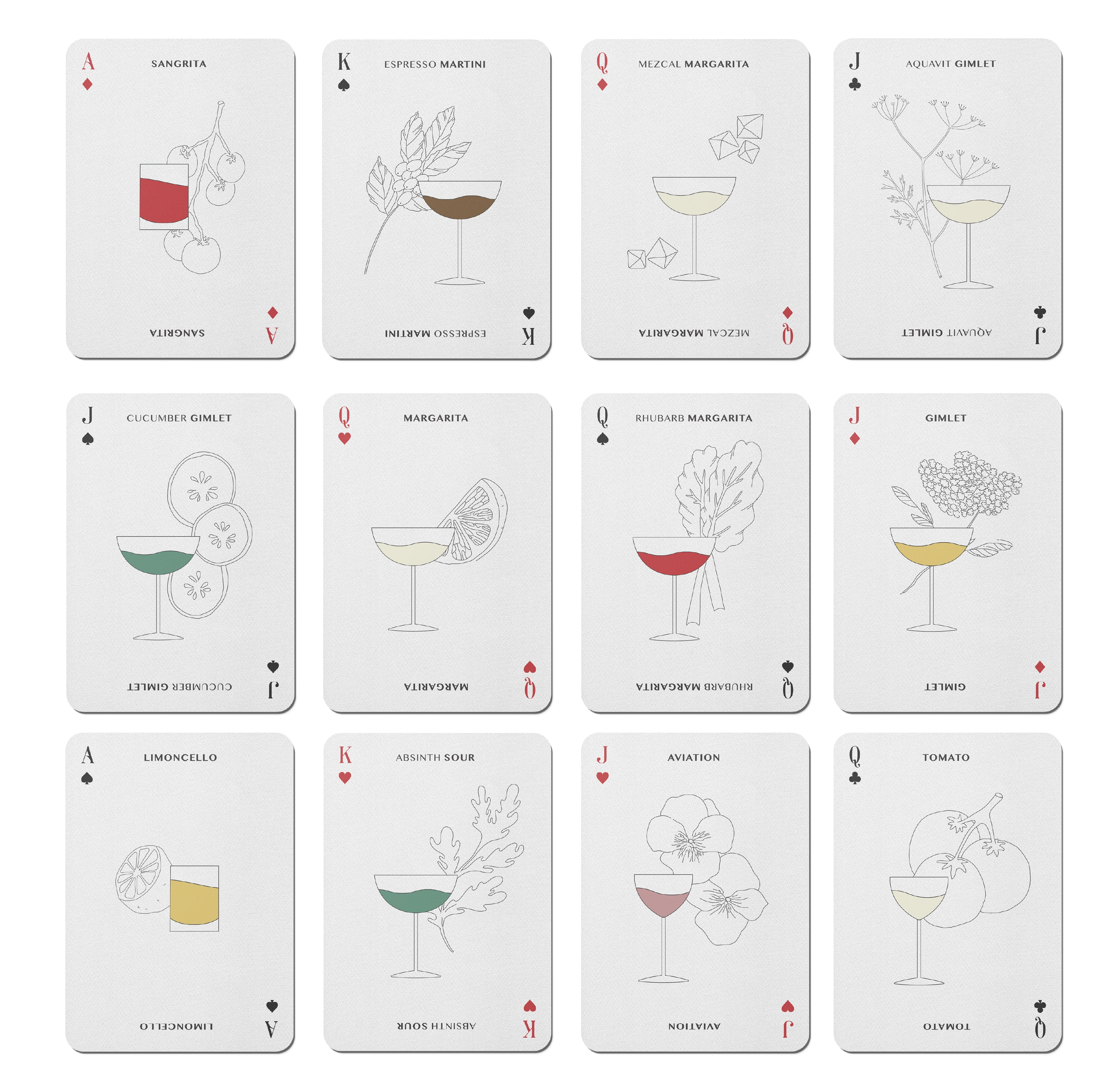 A selection of the illustrated high-ranking cards. 