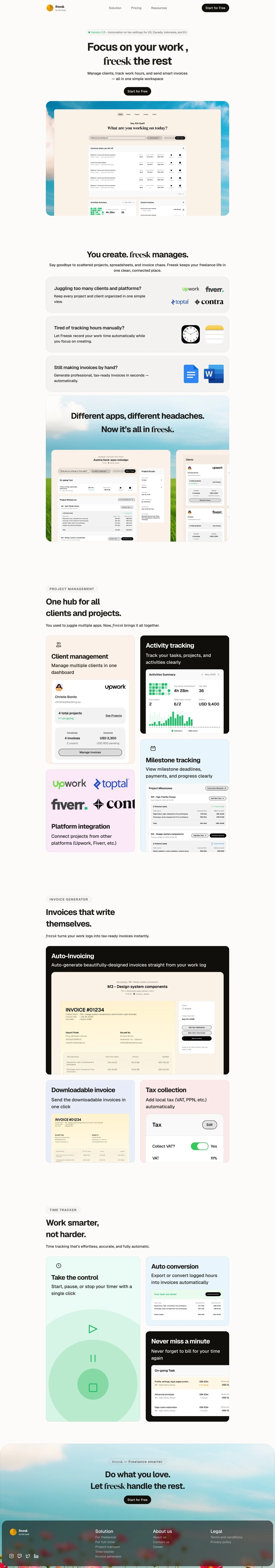 Freesk - Full Landing Page Design