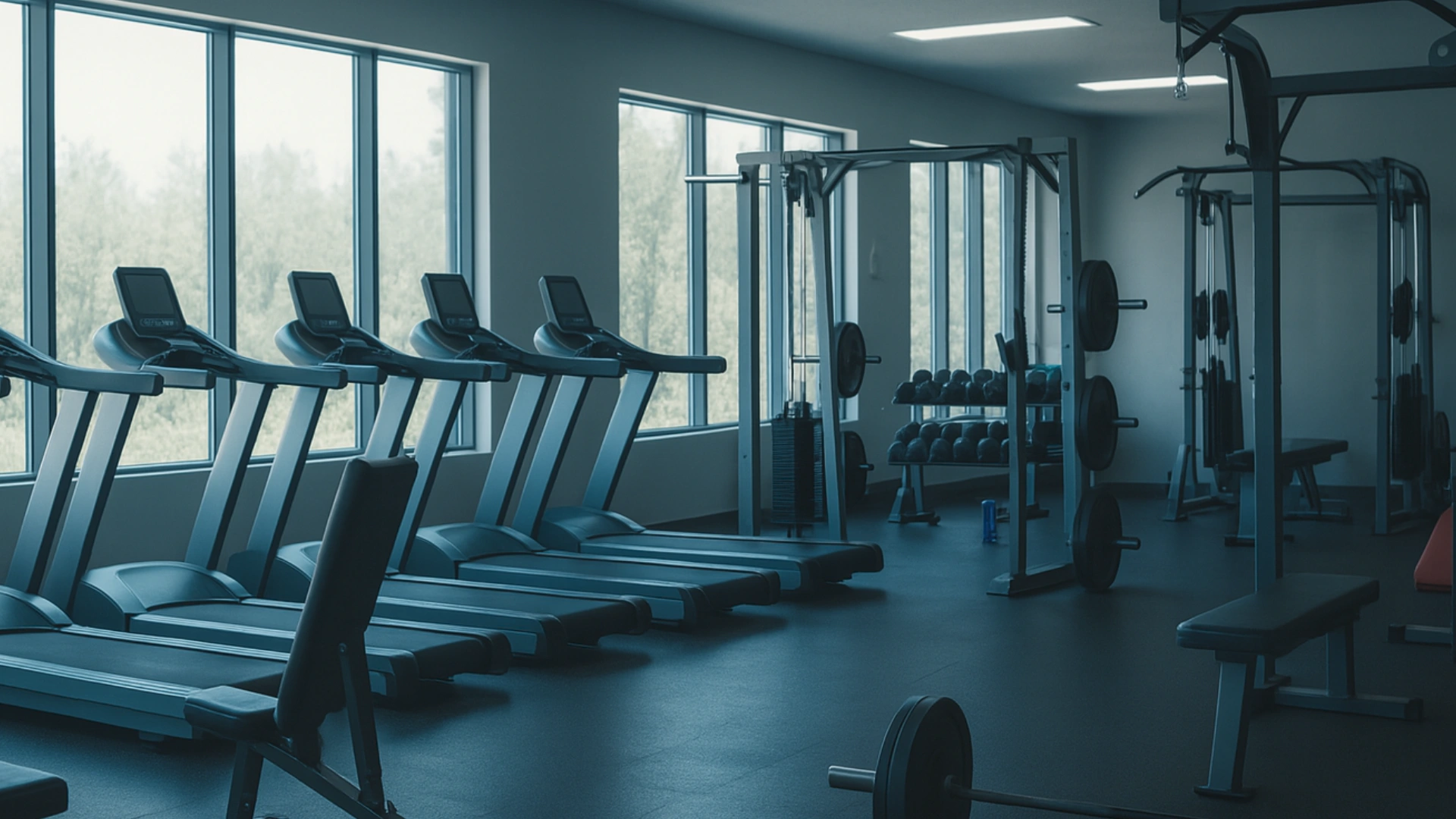 Final generated image of the Gym environment, would serve as the basis of the Gym environment prompt throughout the video.