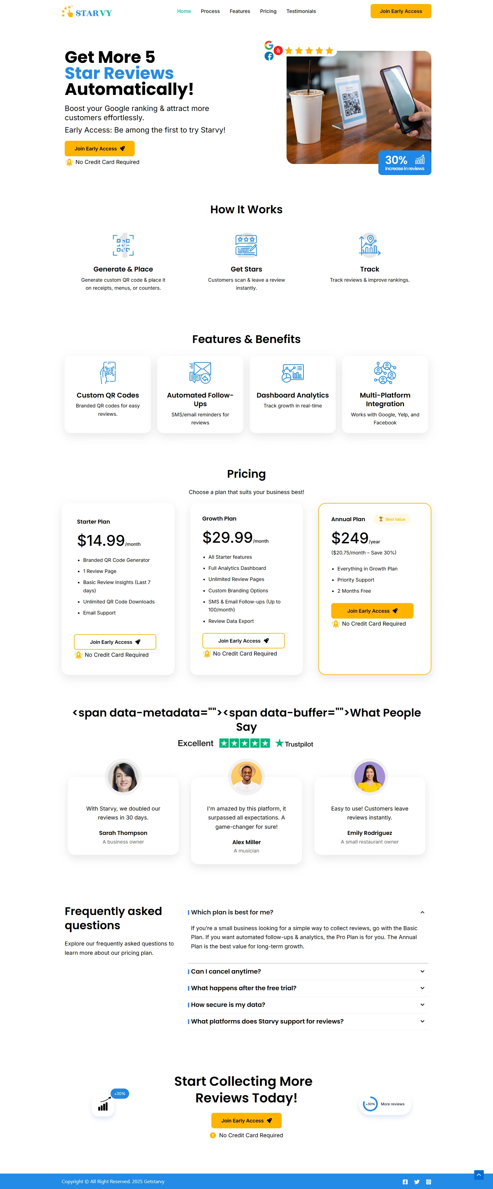 GetStarvy Landing Page Design