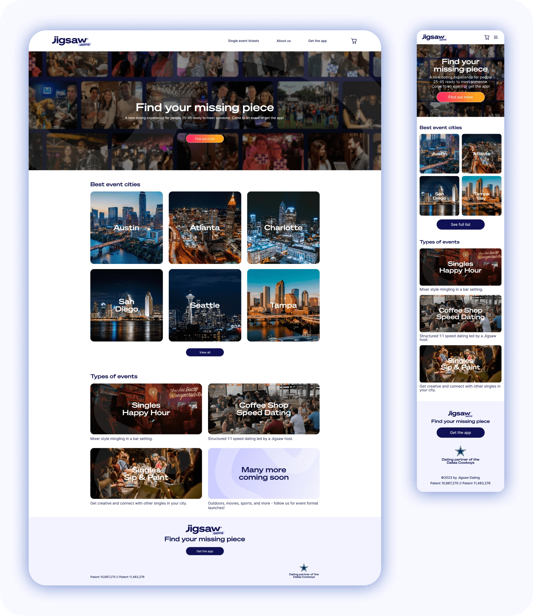 Homepage - Main action is to learn what city the user is interested in attending events in.