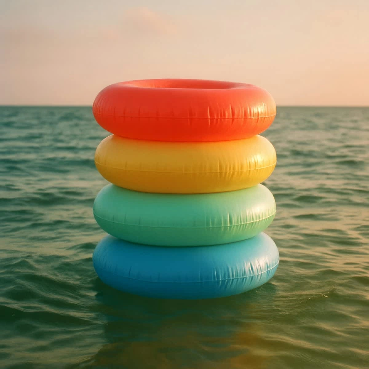 floating rings at sunset
