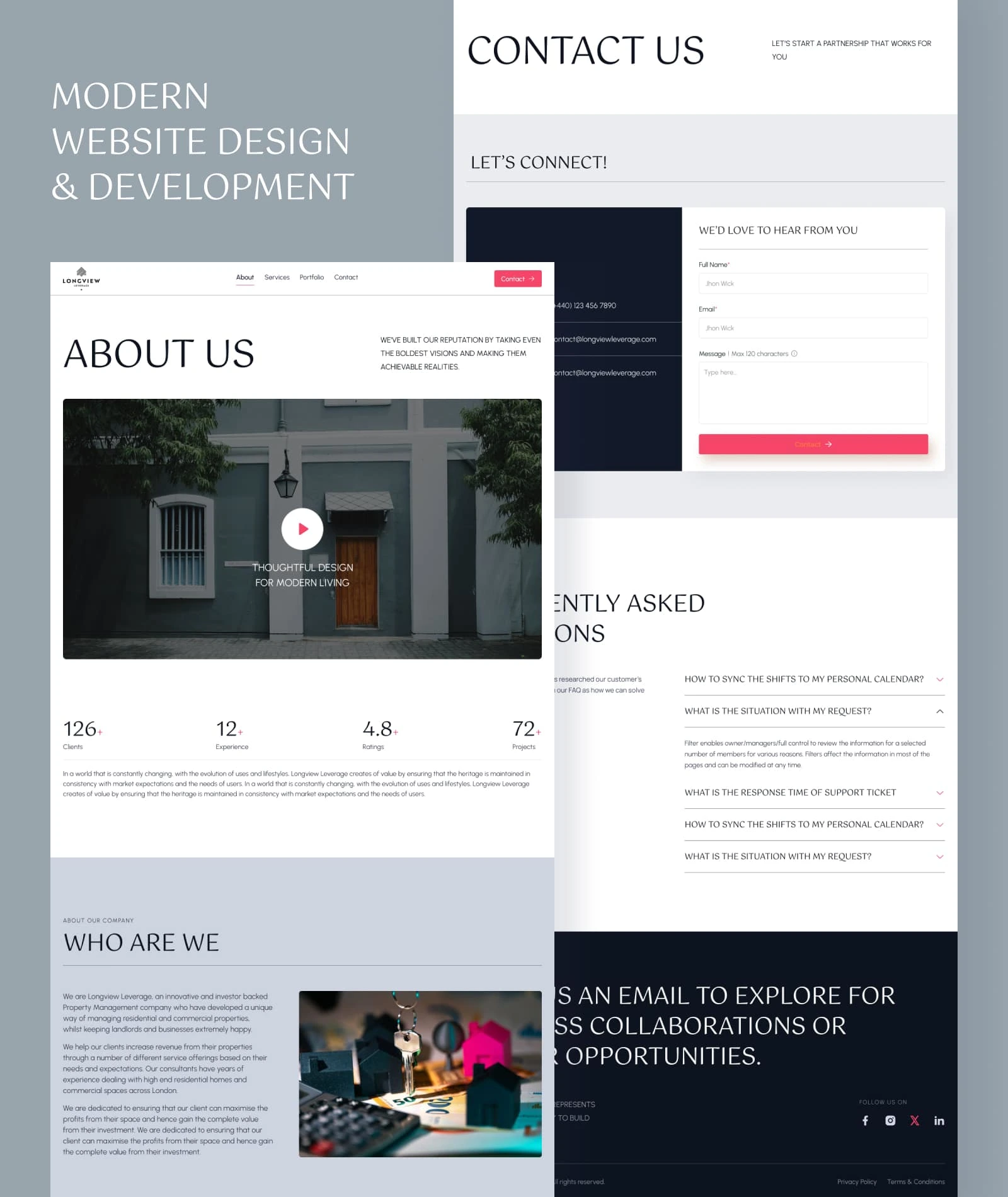 About and Contact pages designed for clarity and trust.