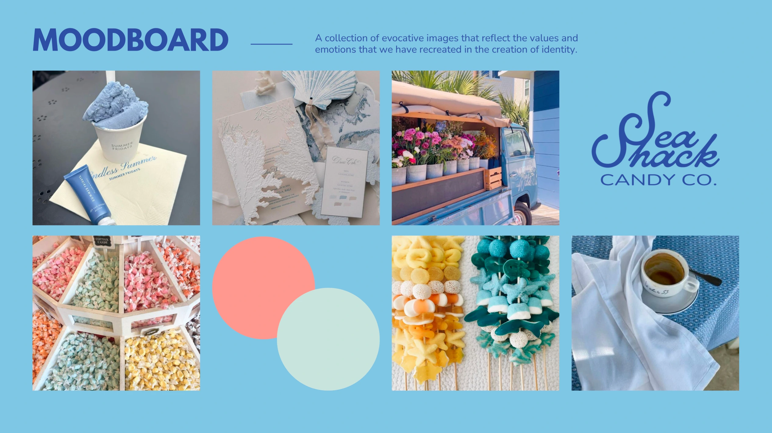 initial moodboard presentation including official logo and a sneak peak of their new colour palette.