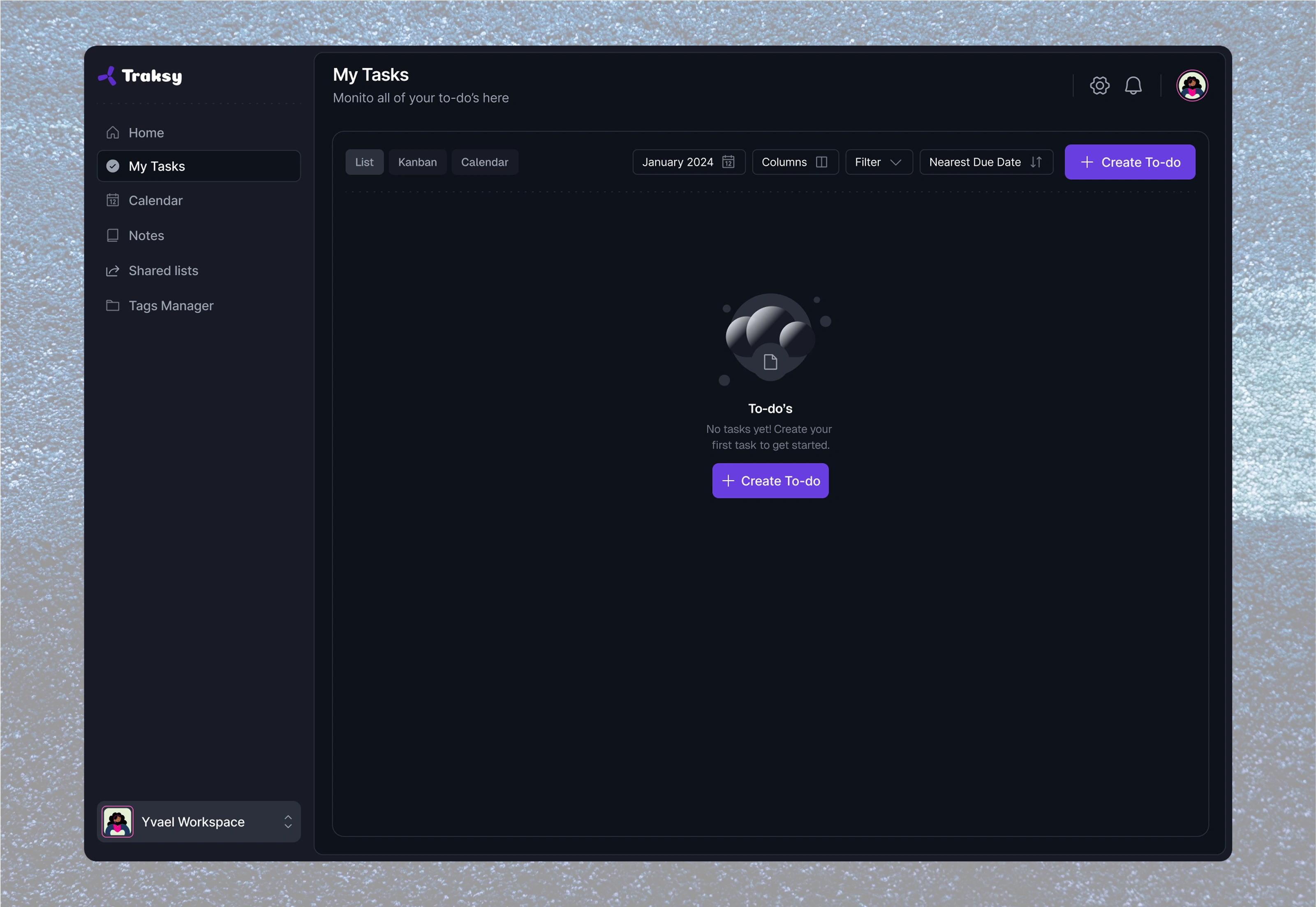 My Task Empty - Dark mode