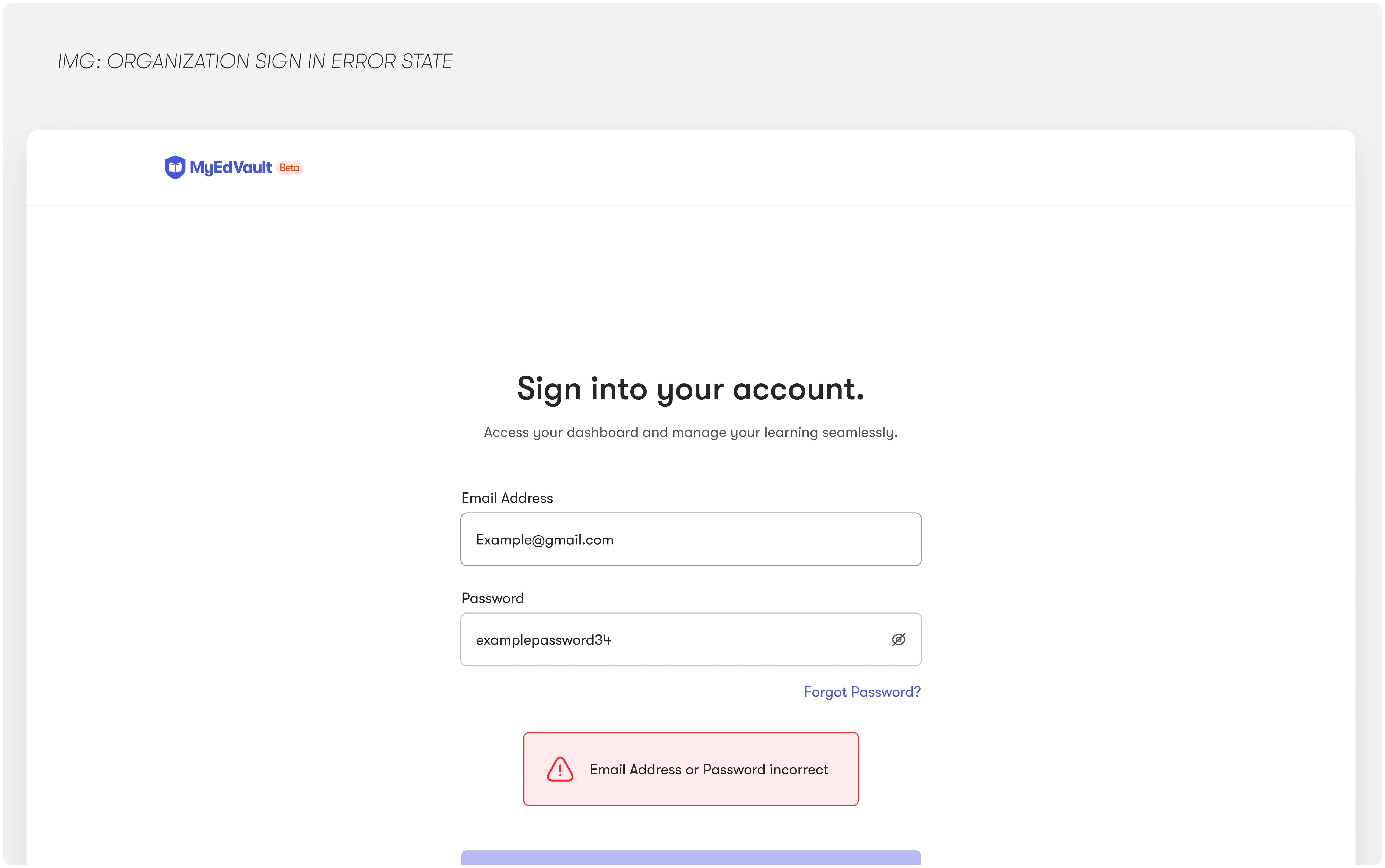 Generic Error Message for Data/Hacker Vulnerability.