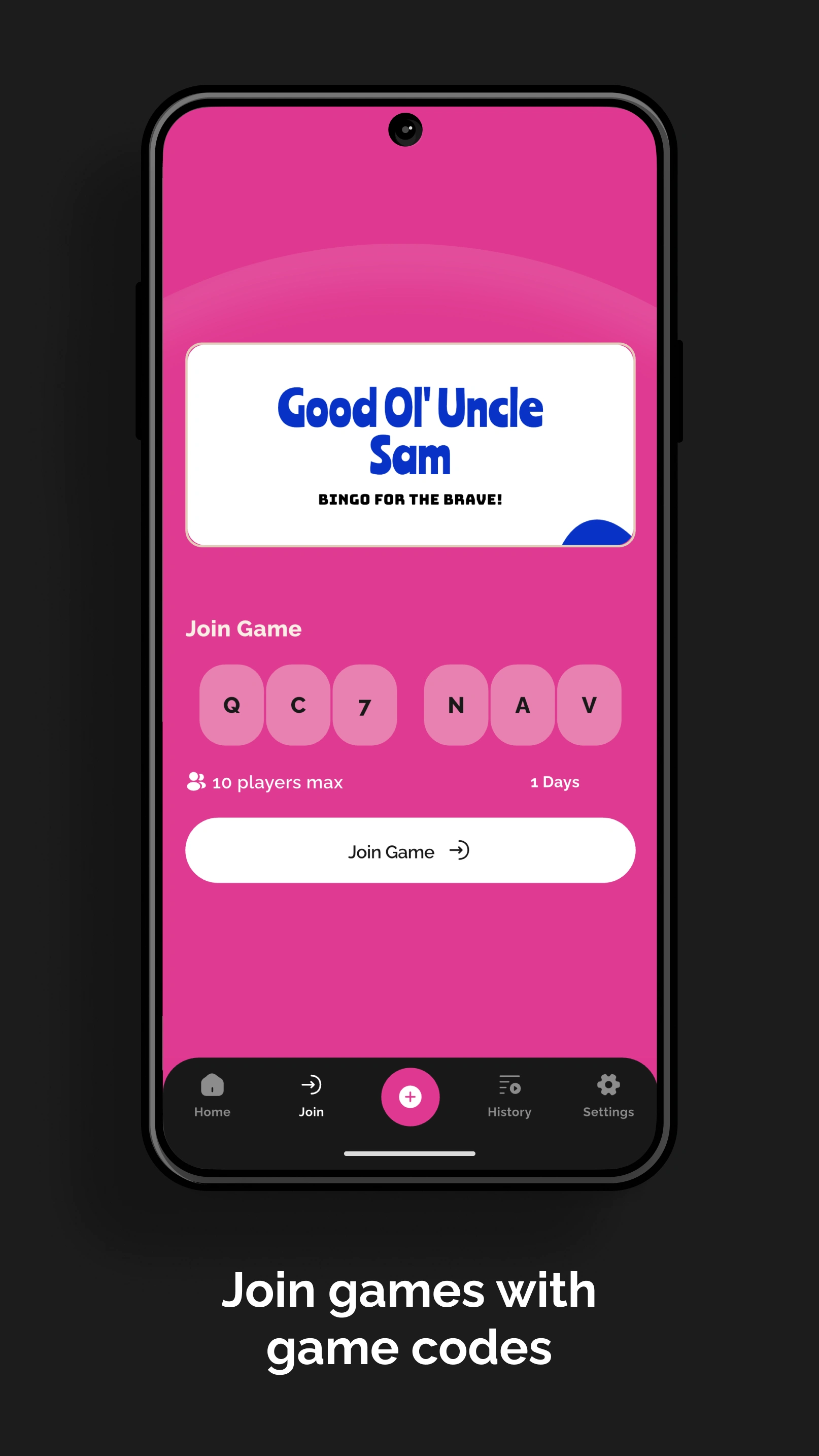 App Store Screenshot: Join Games With Game Codes