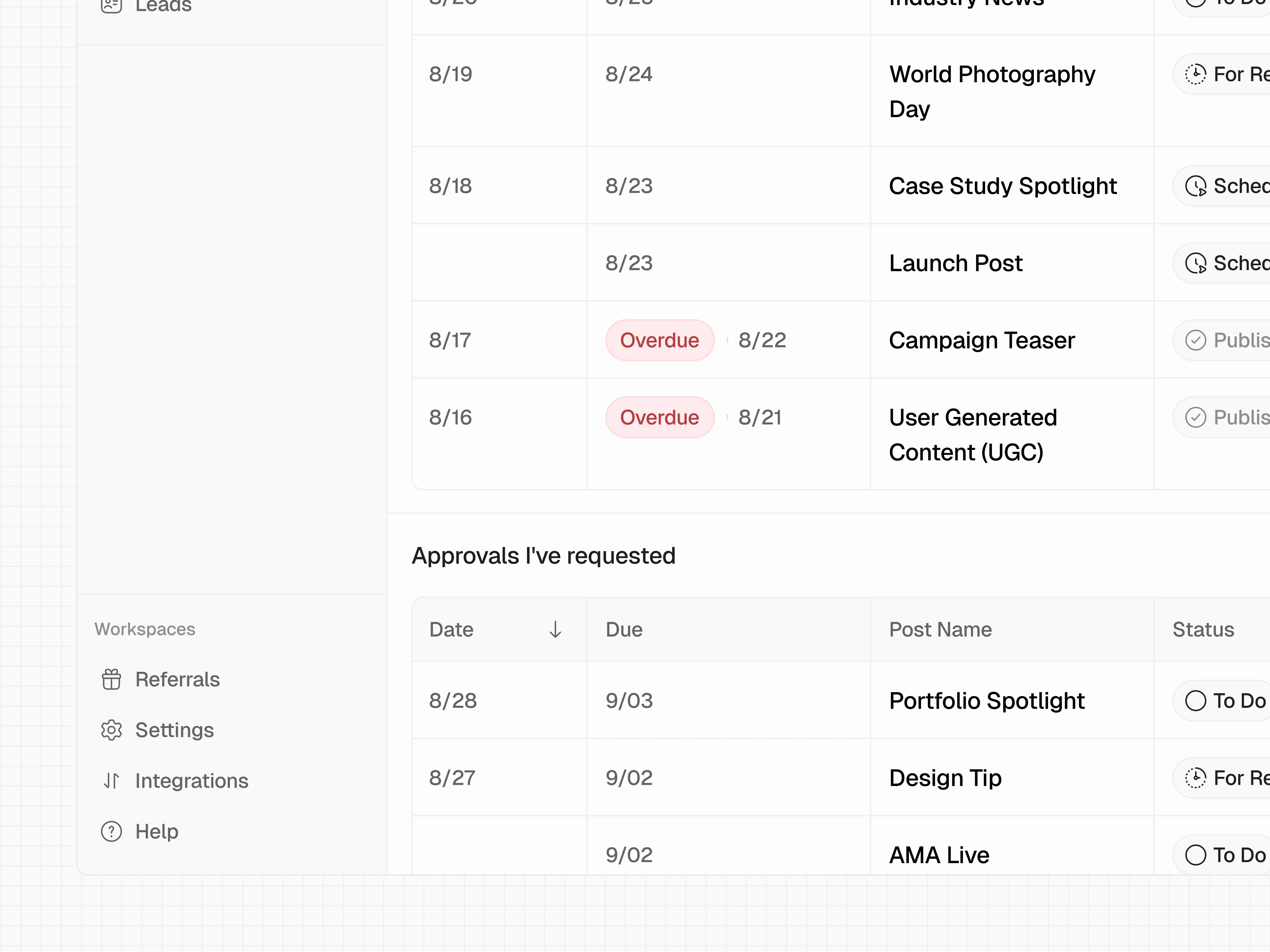 Close-up View Approvals
