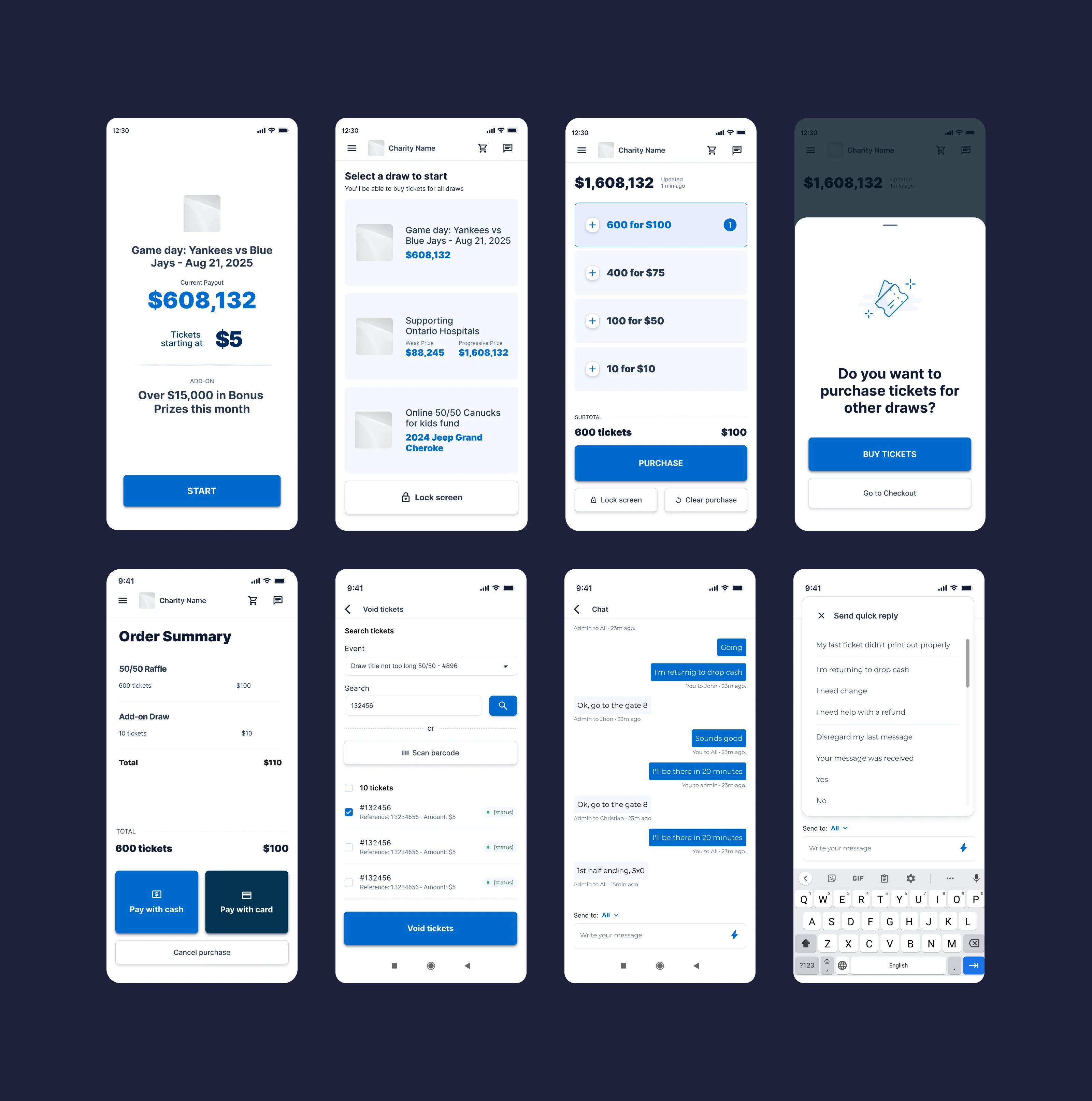 A selection of screens from the white-labeled version of the app.