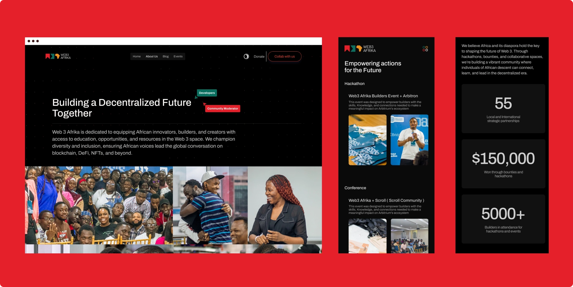 Web 3 afrika Hero section dark mode