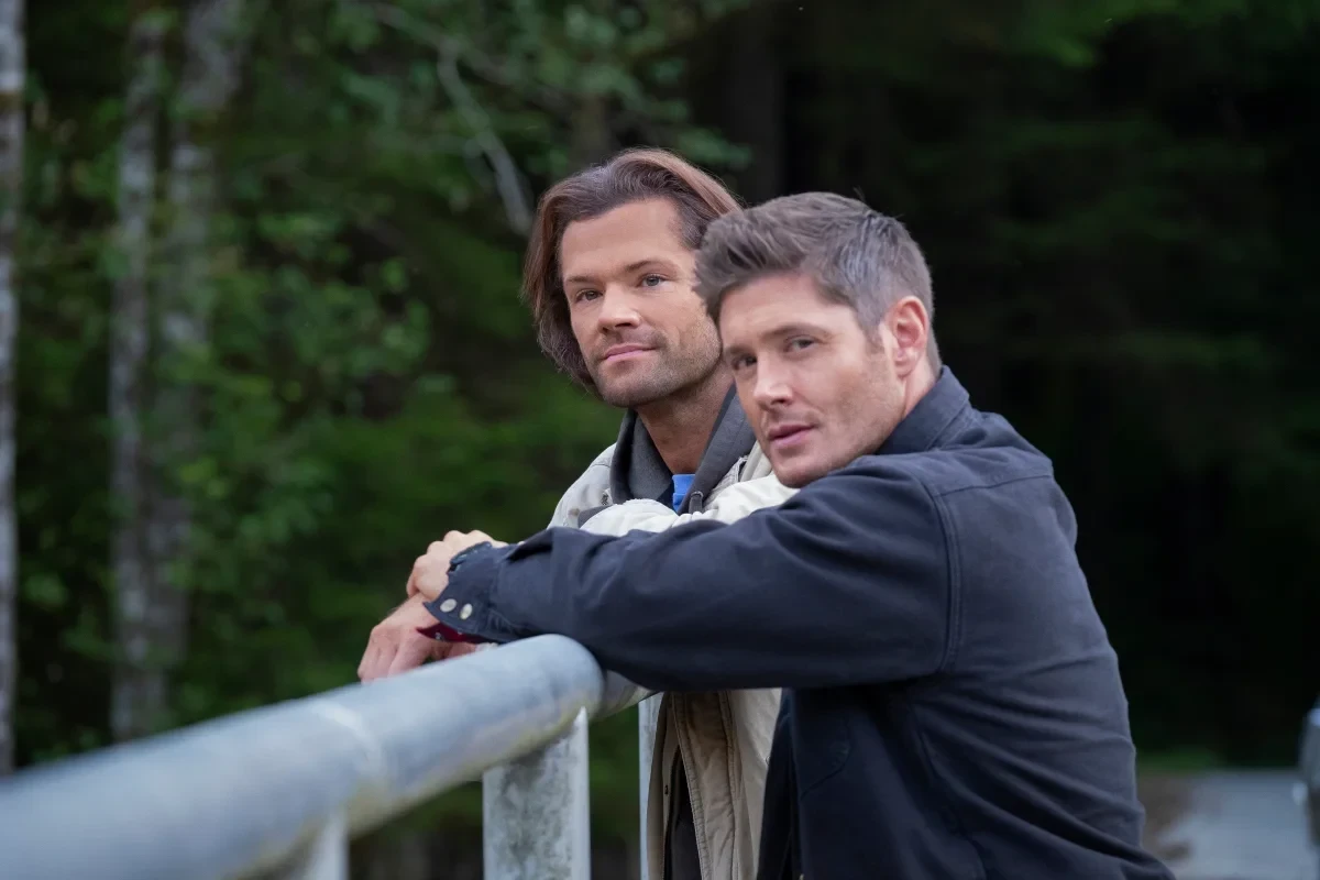 Supernatural -- "Carry On" -- Image Number: SN1520D_BTS_0540r.jpg -- Pictured (L-R): Behind the scenes with Jared Padalecki and Jensen Ackles -- Photo: Robert Falconer/The CW -- © 2020 The CW Network, LLC. All Rights Reserved. | Supernatural