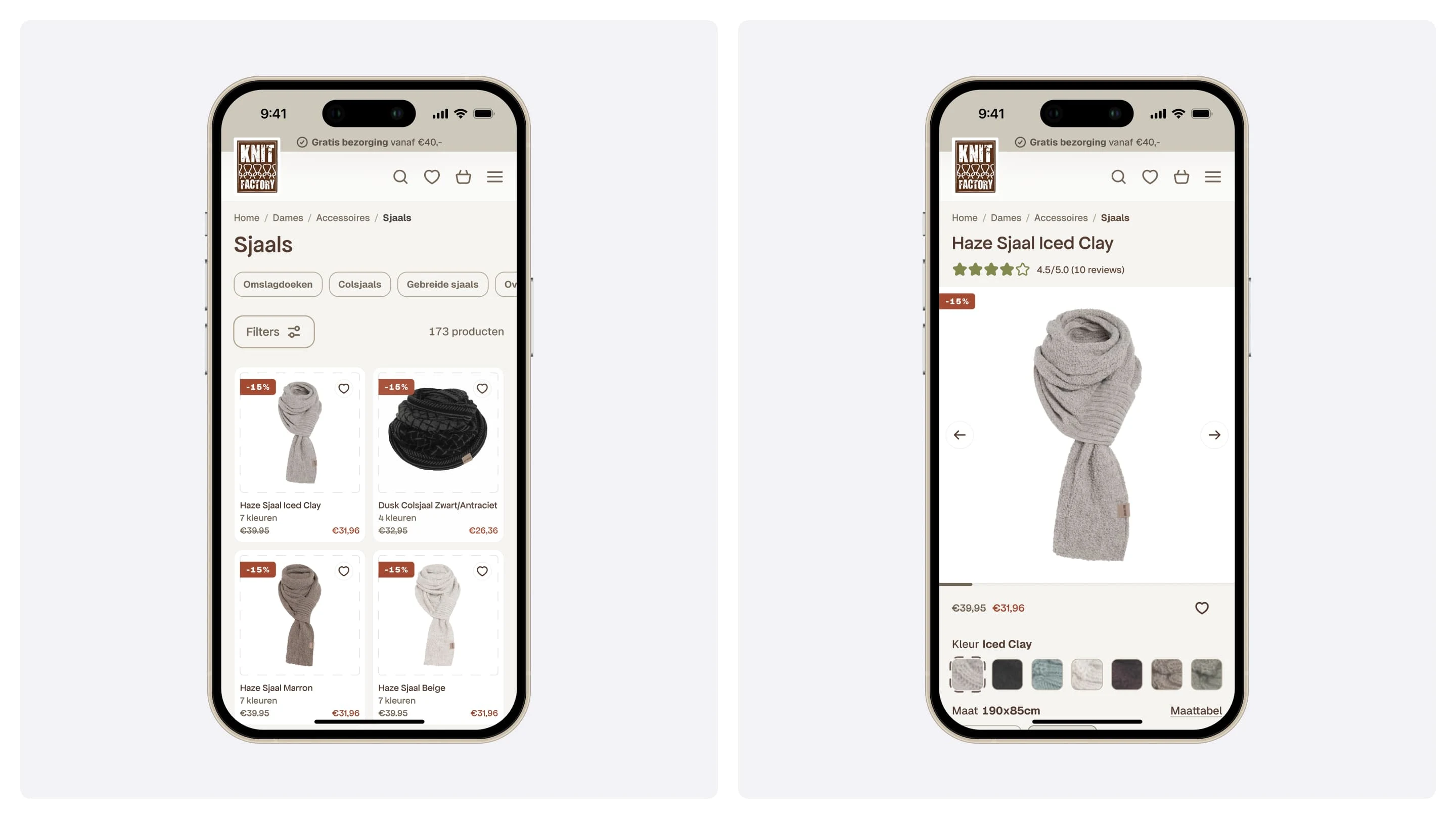 Mobile product listing and detail pages