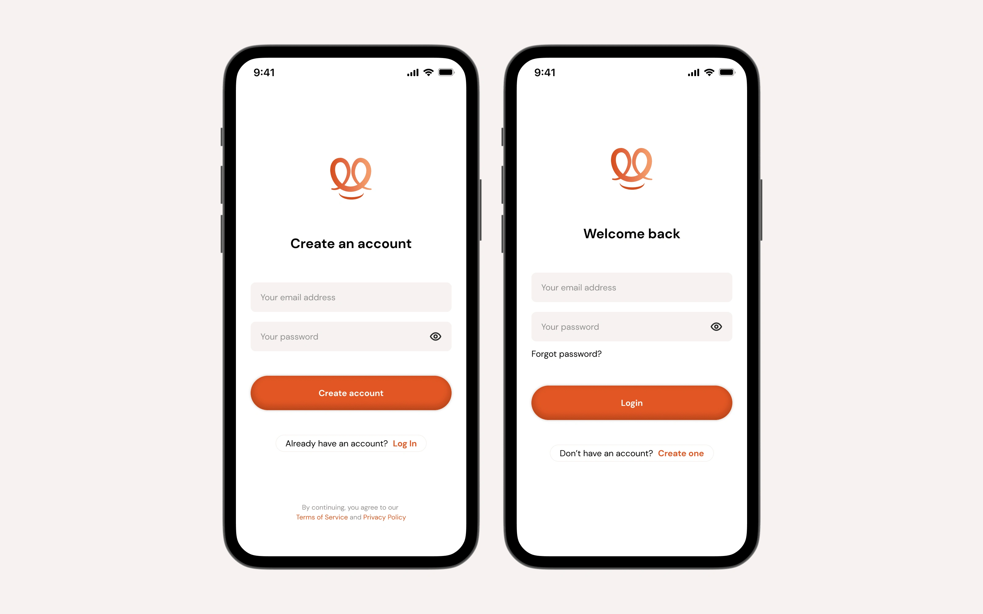 Authentication screens
