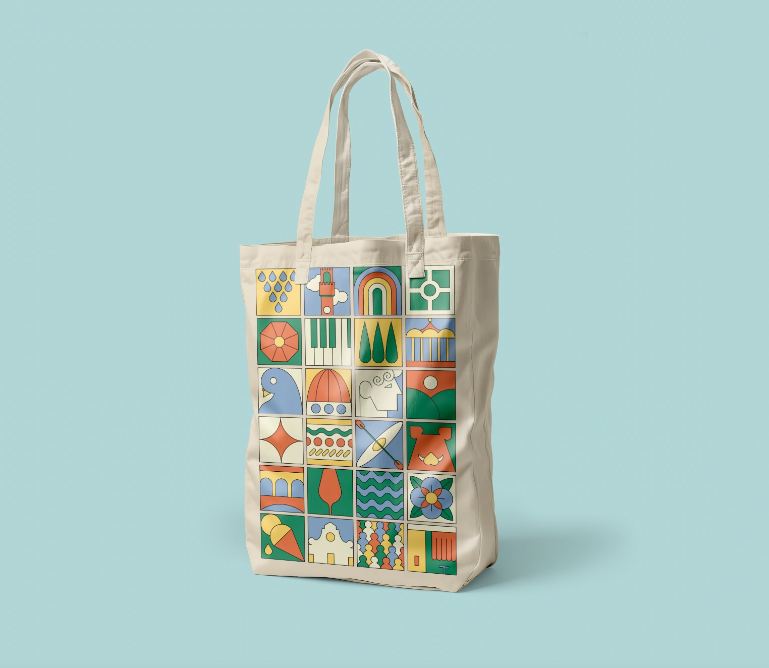Mock up Modular illustration on tote bag