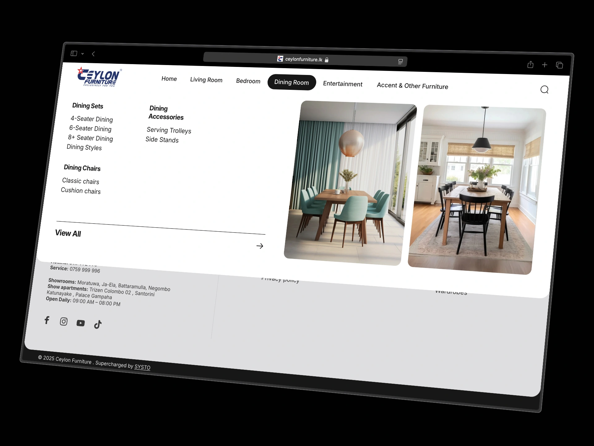 Ceylon Furniture Dining Room Dropdown menu