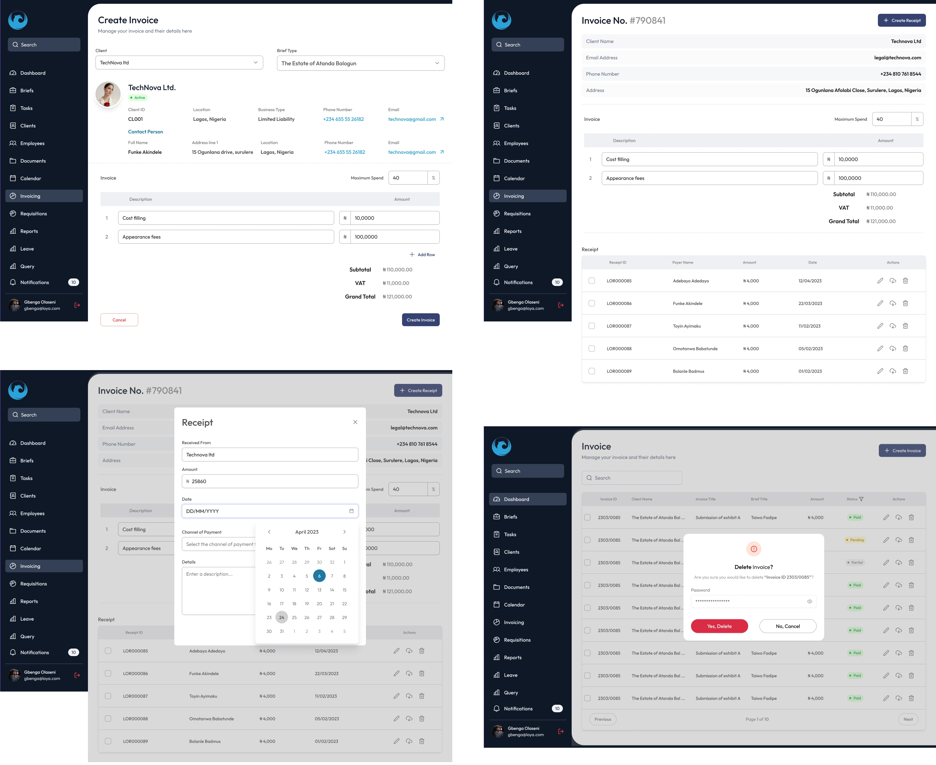 Invoices & Reciepts