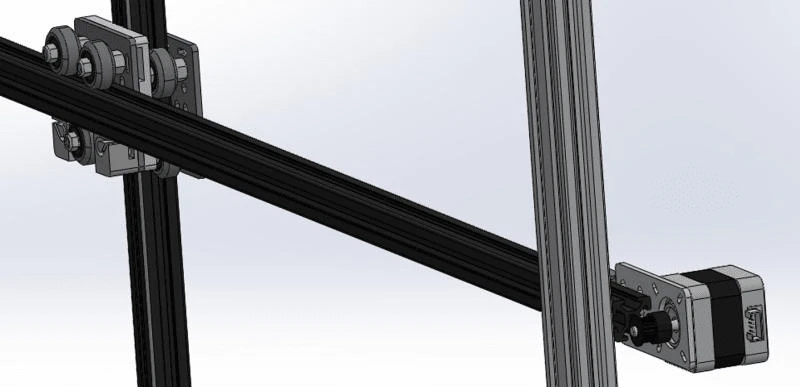 Mobile Platform and its Actuators (Steppers) mounted on the Axes