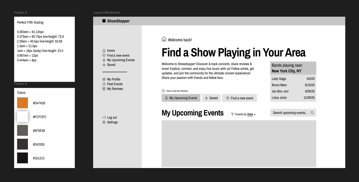 Wireframe and style experimenting on digital after hand sketching