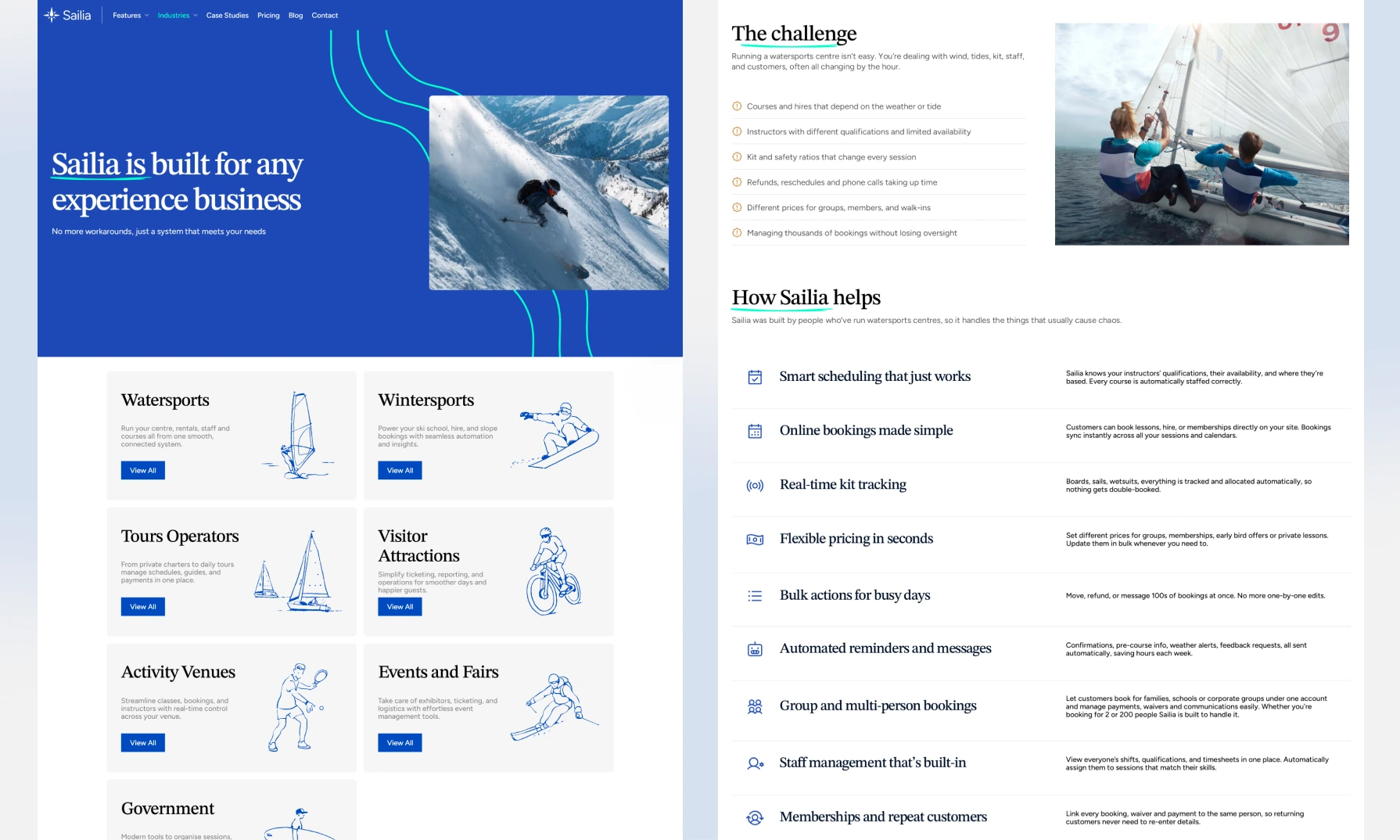 Industry page and watersports page