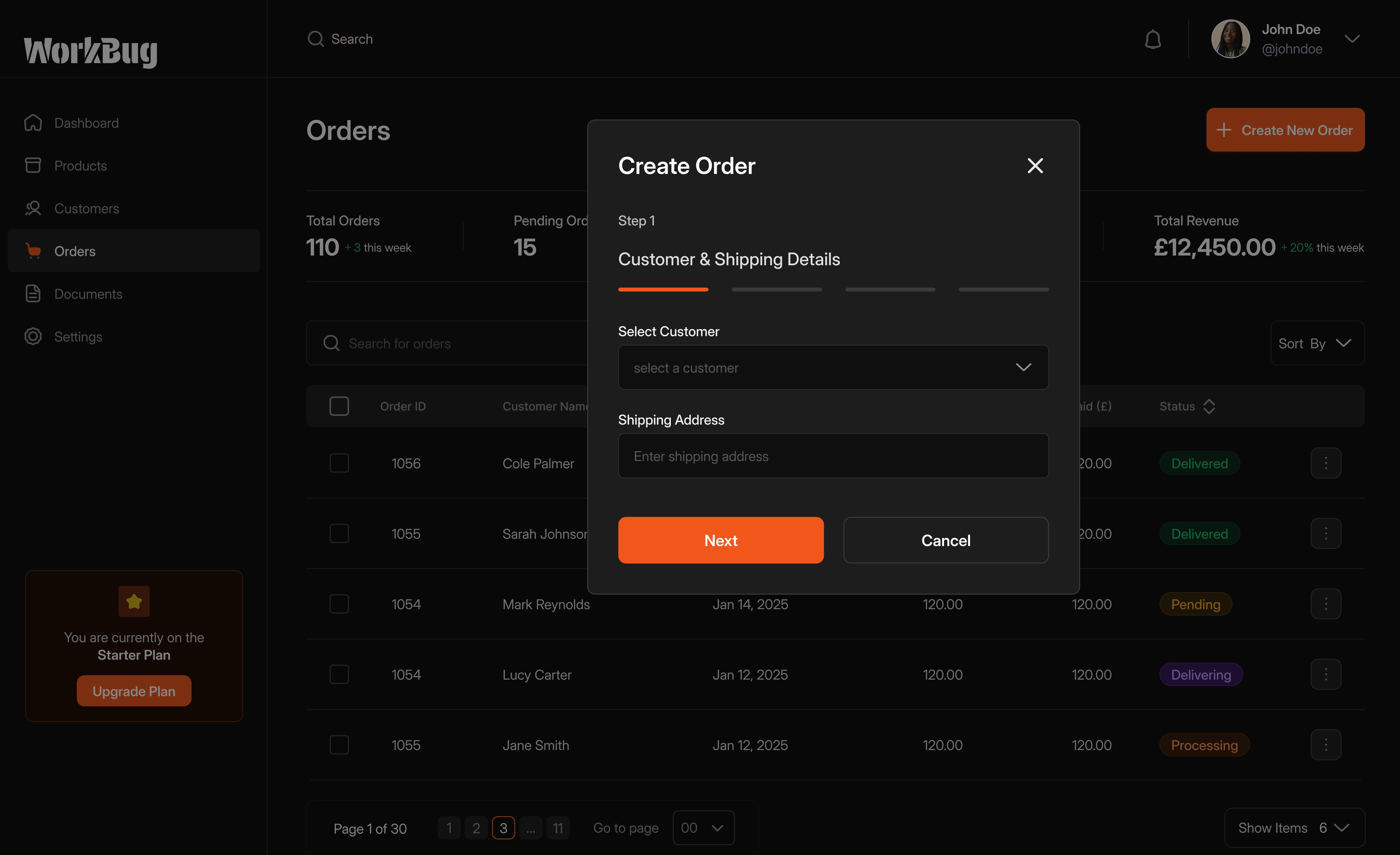 Create order - step 1