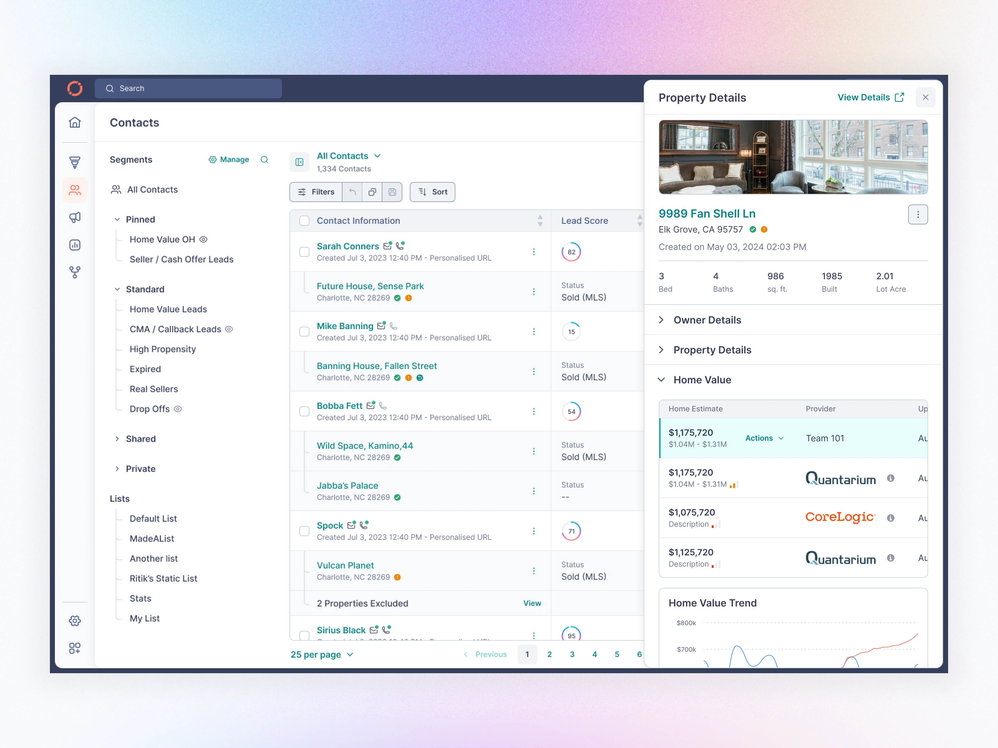 Contact Page - Property View Side Panel
