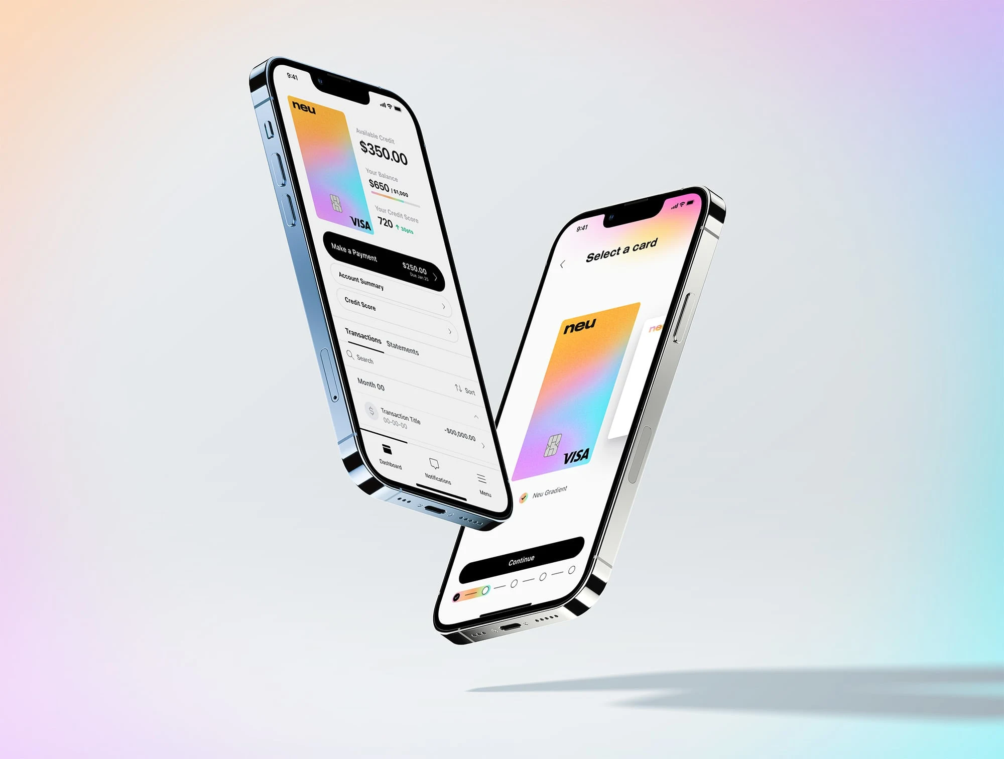 The Neu app UI needed to be bright and fun without coming across as too young.
