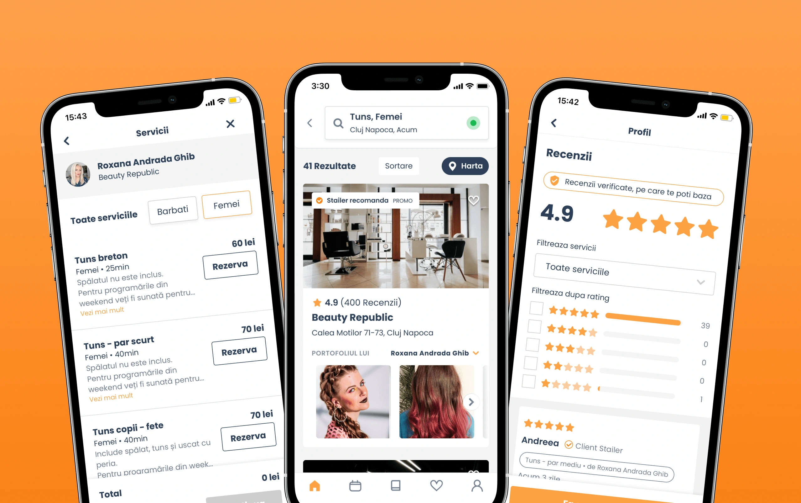 Refined Search Feature/Reviews/Portfolio UI/UX