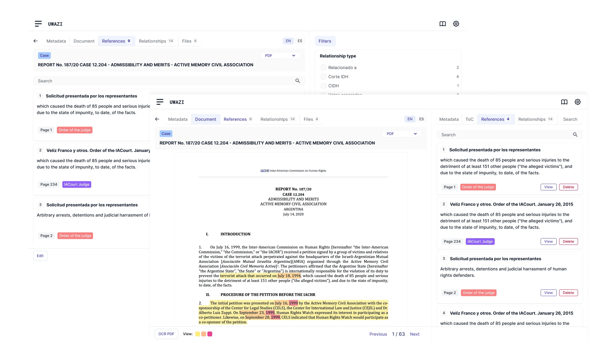 Text referencing and multi-layer linking