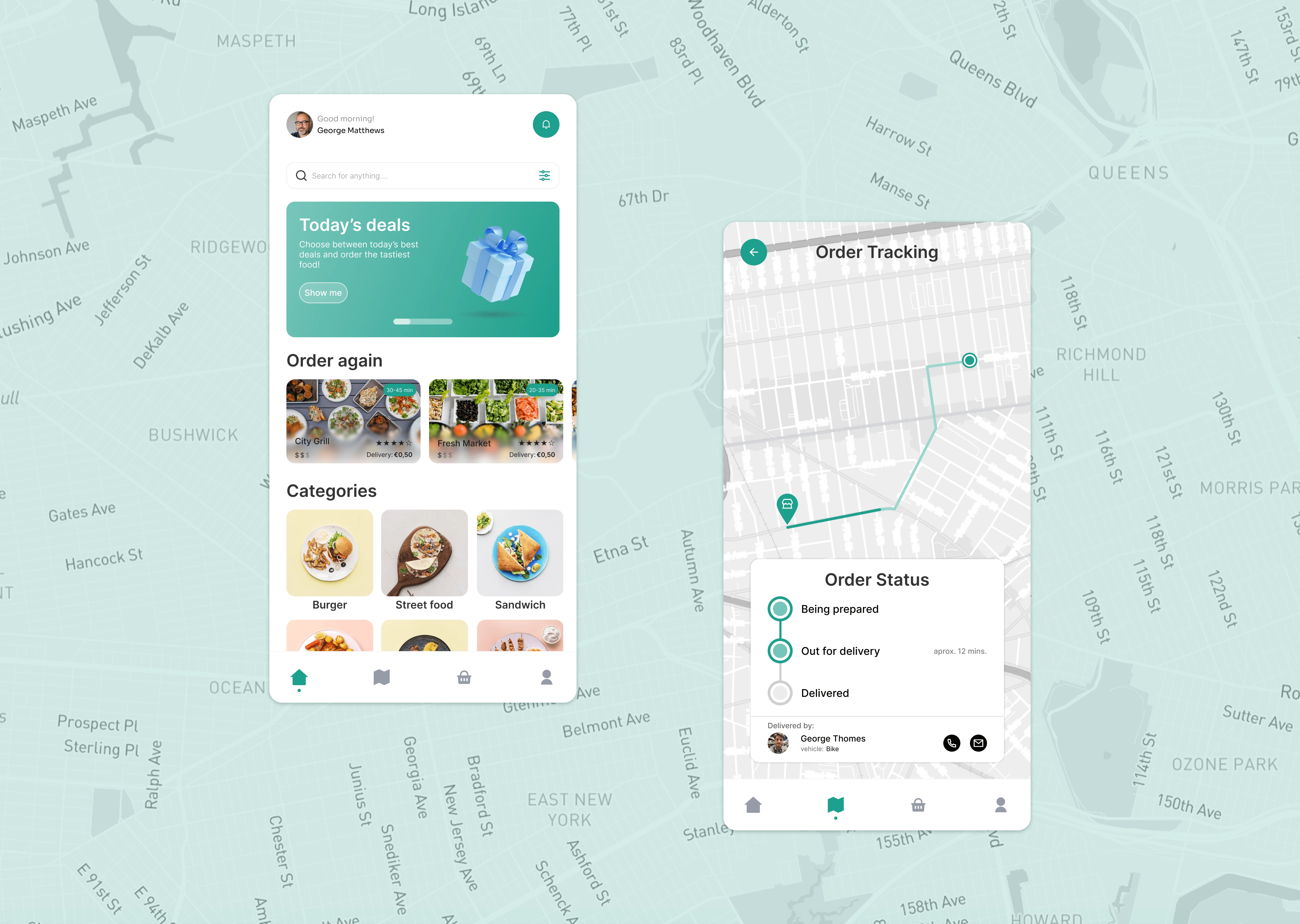 UI design for a food delivery app