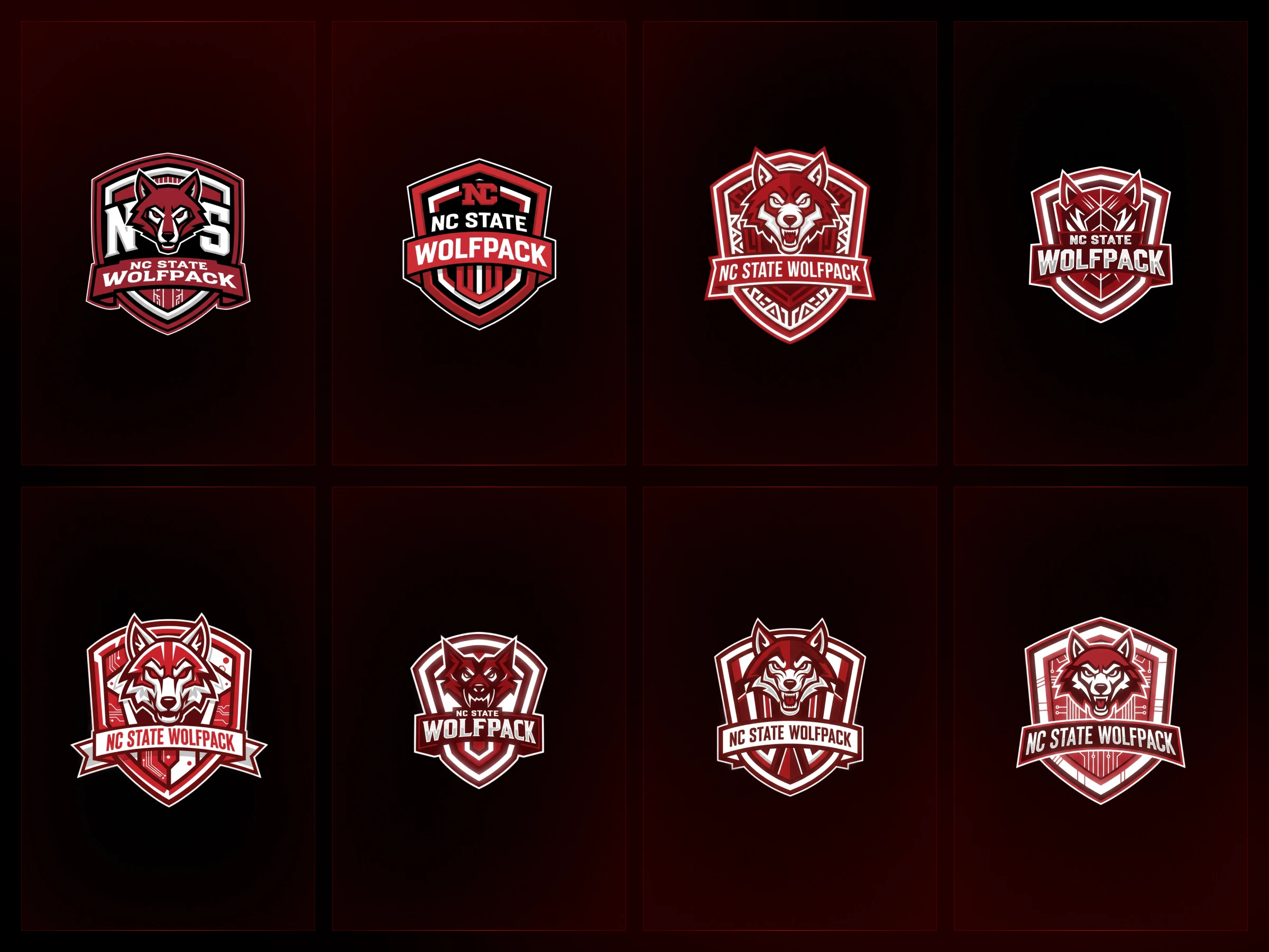 Aggressive wolf-inspired badge crafted with symmetrical shield layering.