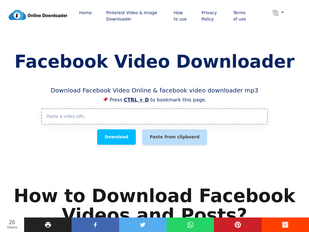 Online facebook on sale video downloader