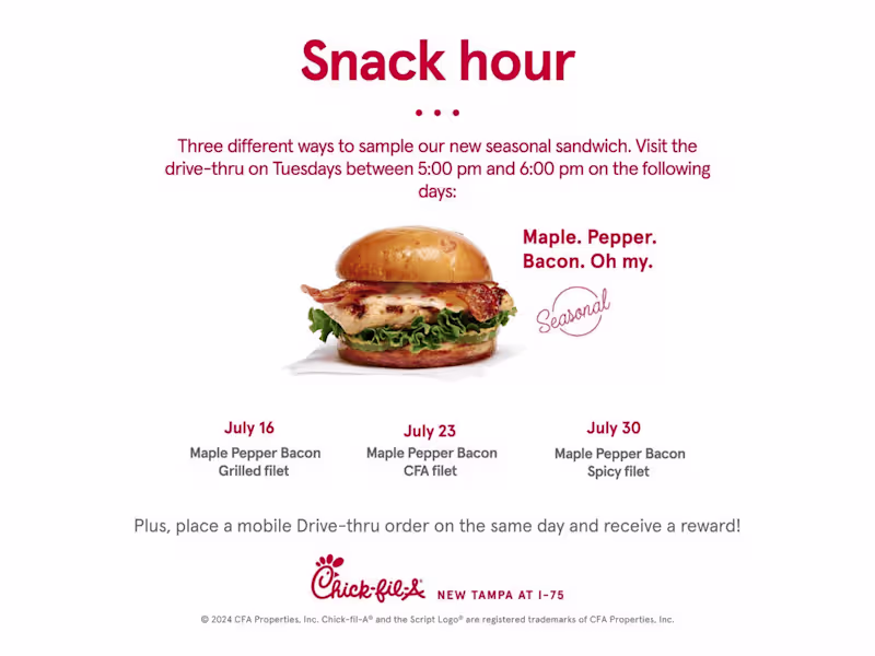 Cover image for Chick-fil-A New Tampa on Instagram: “Snack hour it’s back and w…