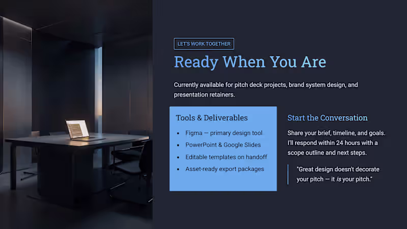 Cover image for Pitch Deck Design & Branding-Focused