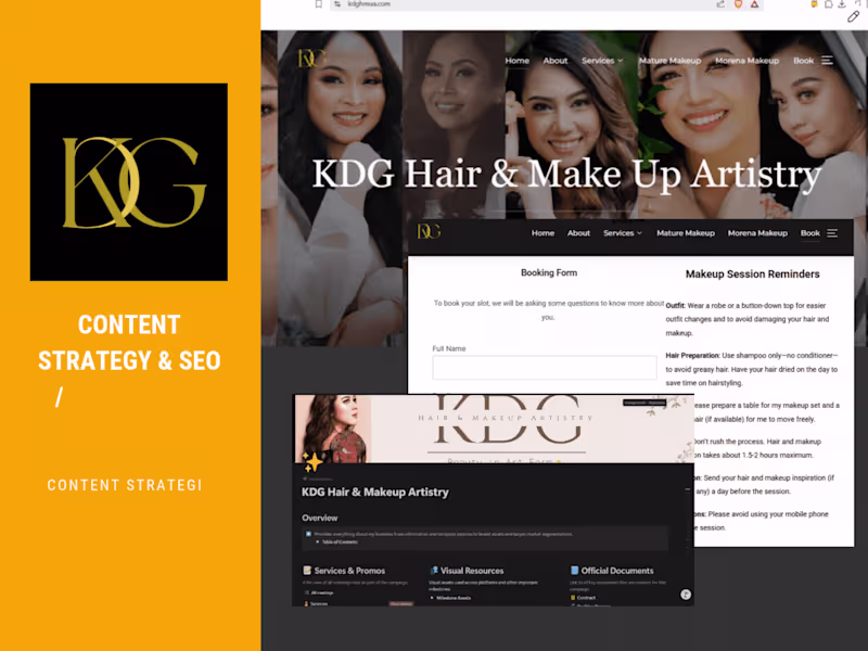 Cover image for Work Less, Earn More |  Content Strategy with SEO for KDG HMUA