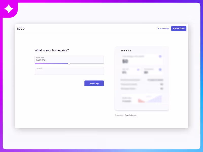 Cover image for Bendigi: Web Mortgage Calculators #1 in Canada. UX/UI and React 
