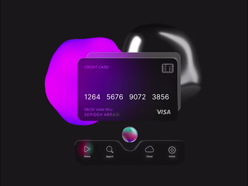 Cover image for 3D Interactive Tab Bar + Credit Cards ✧Spline✧