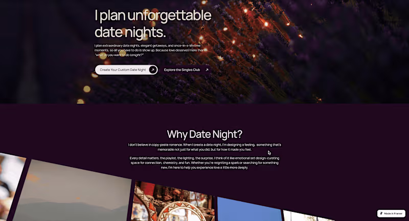 Cover image for Framer landing page for an event planner